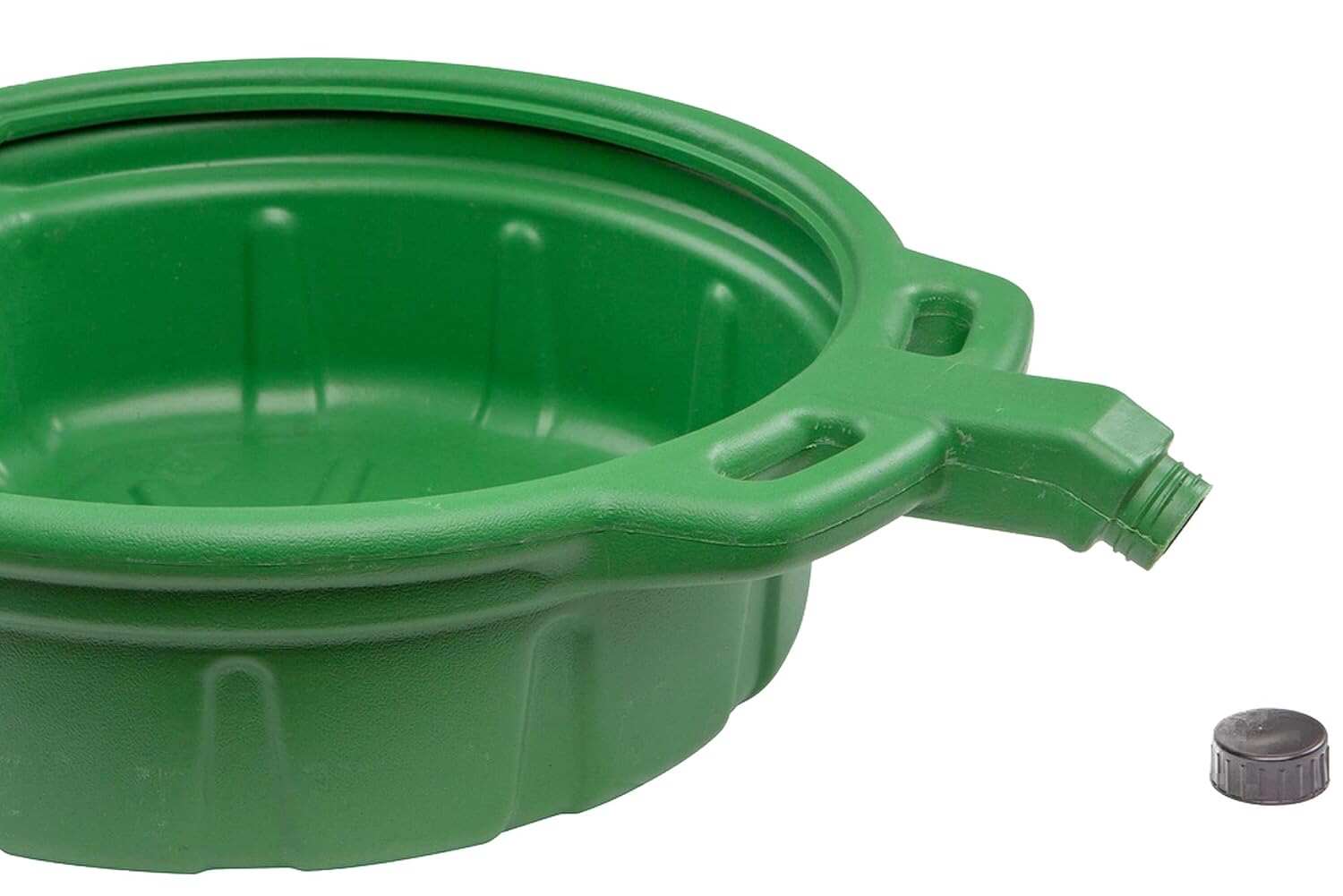 Groz Antifreeze Drain Pan, 4.25 Gallon / 16 Liter Green HDPE Coolant Catch Pan with Anti-Splash Lip, Baffles, Large Handle and Anti-Spill Spout Cap for Auto Shops and Garages (41961)