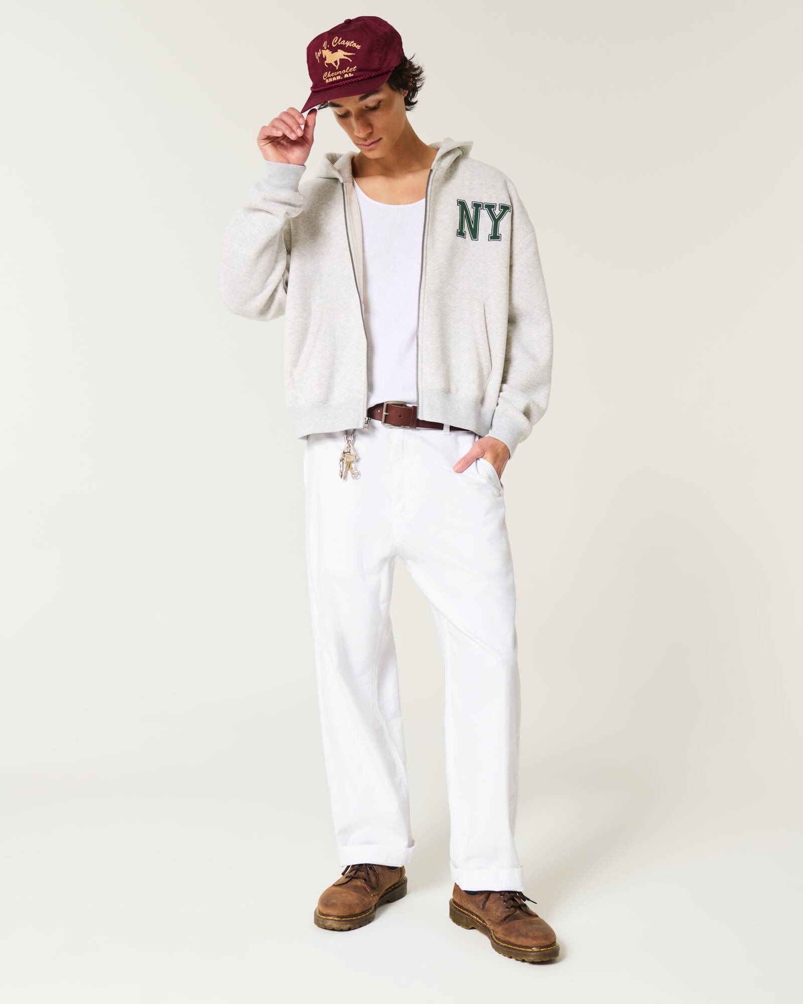 Linen-Blend Flex Waist Baggy Pants