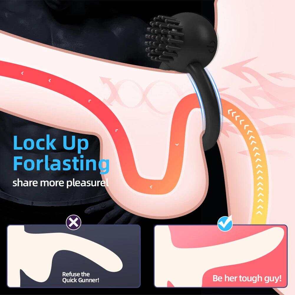USB Rechargeable Silicone Vibrating Penis Ring – 10 Modes for Couples