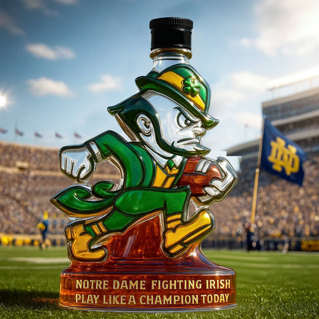 Notre Dame Latest logo The Fighting Irish Limited edition Whiskey Bottle