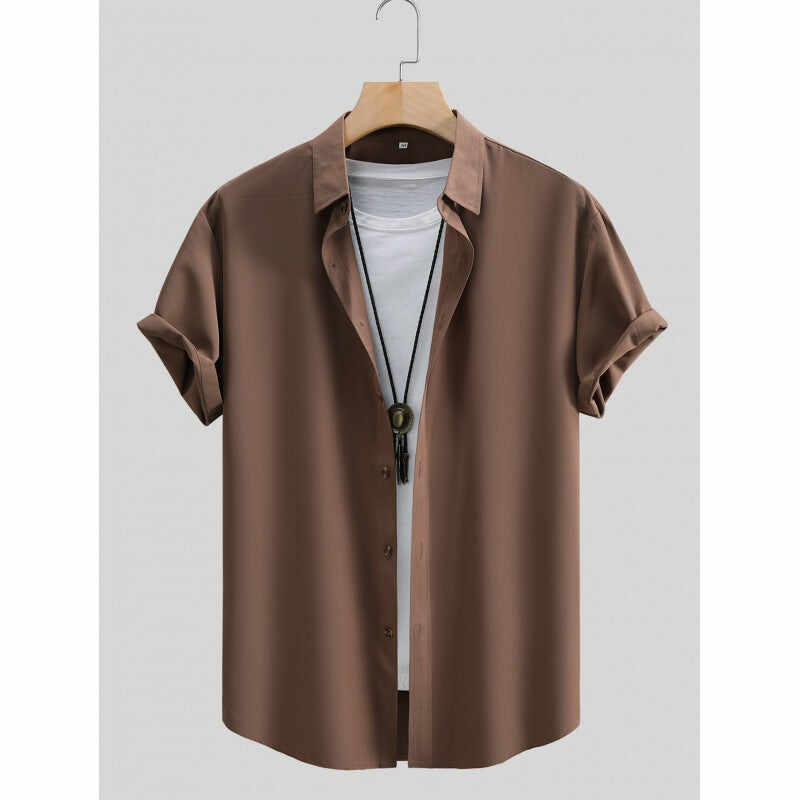 Men's Short-sleeved Shirt Solid Color Summer