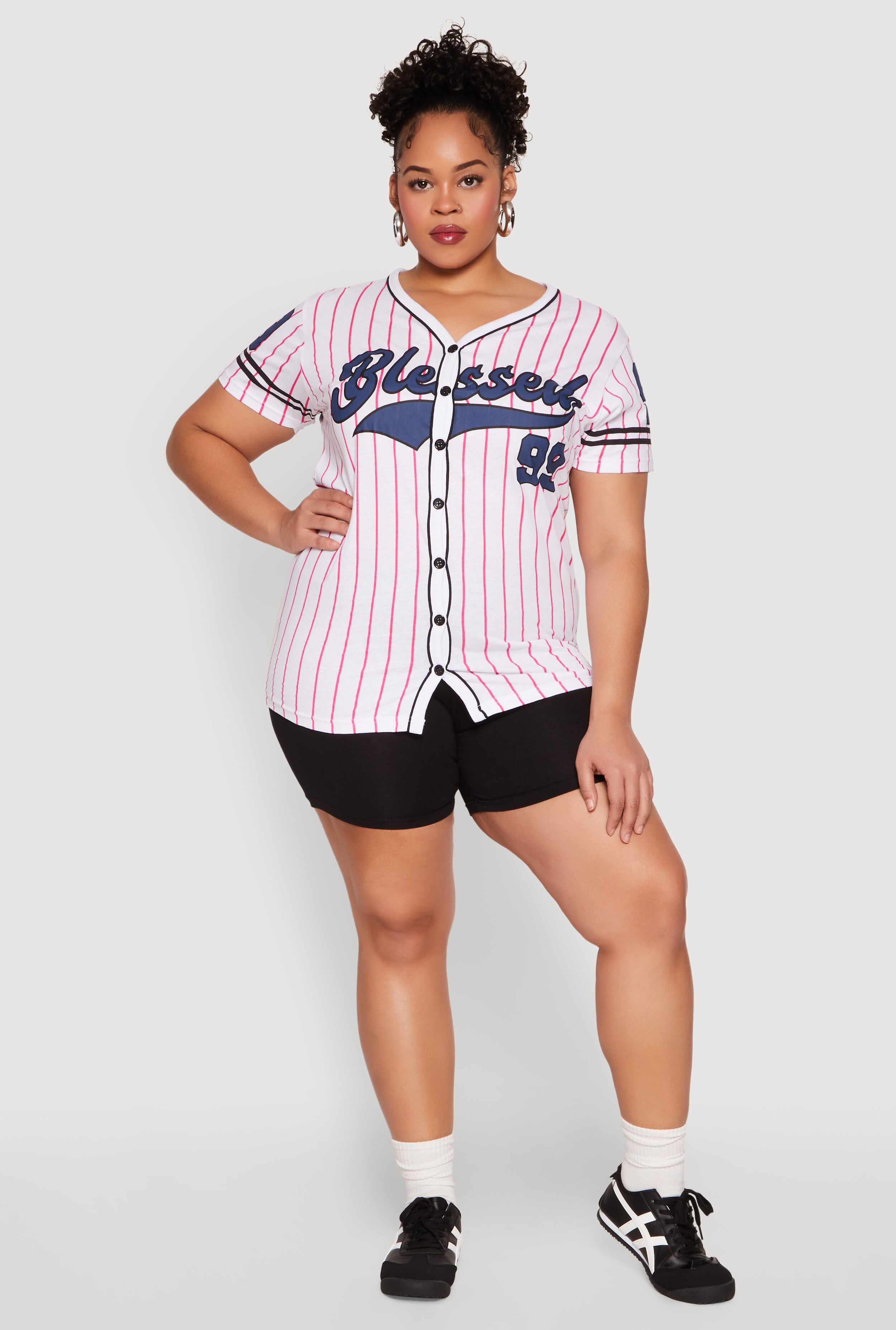 Plus Size Blessed 99 Graphic Baseball Shirt