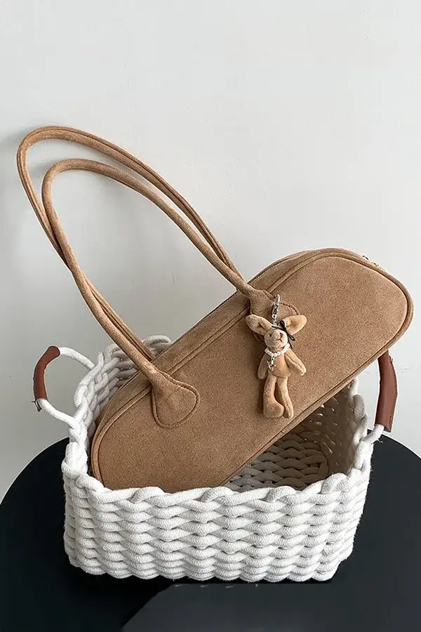 Vintage Suede Baguette Shoulder Bag