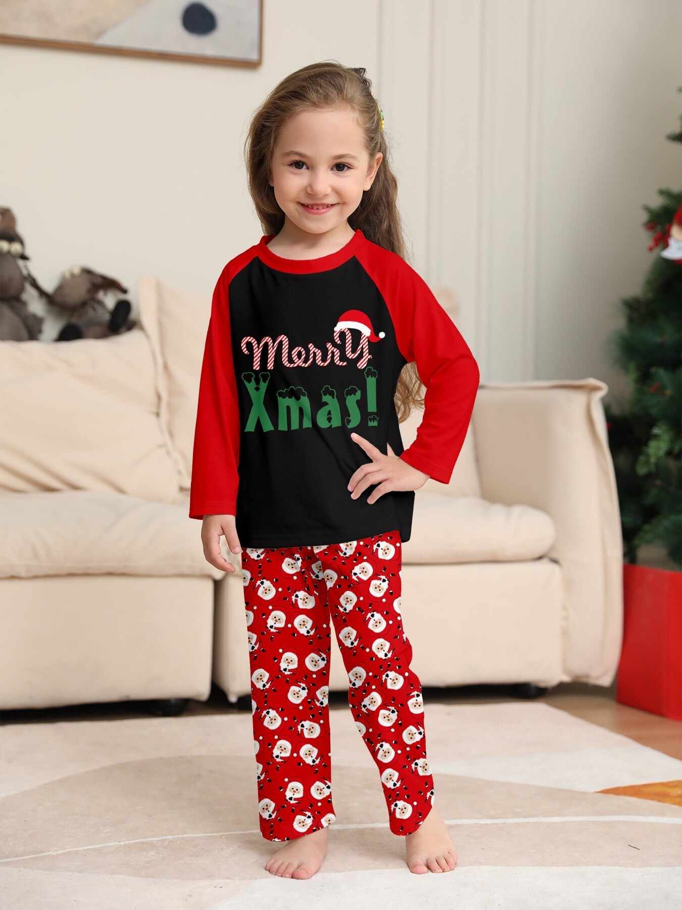 ��Merry Xmas�� Santa Claus Print Family Pajama Set