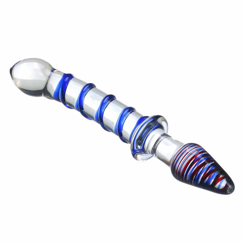 Dual-Ended Spiral Crystal Glass Dildo - G-Spot & Clitoral Massager