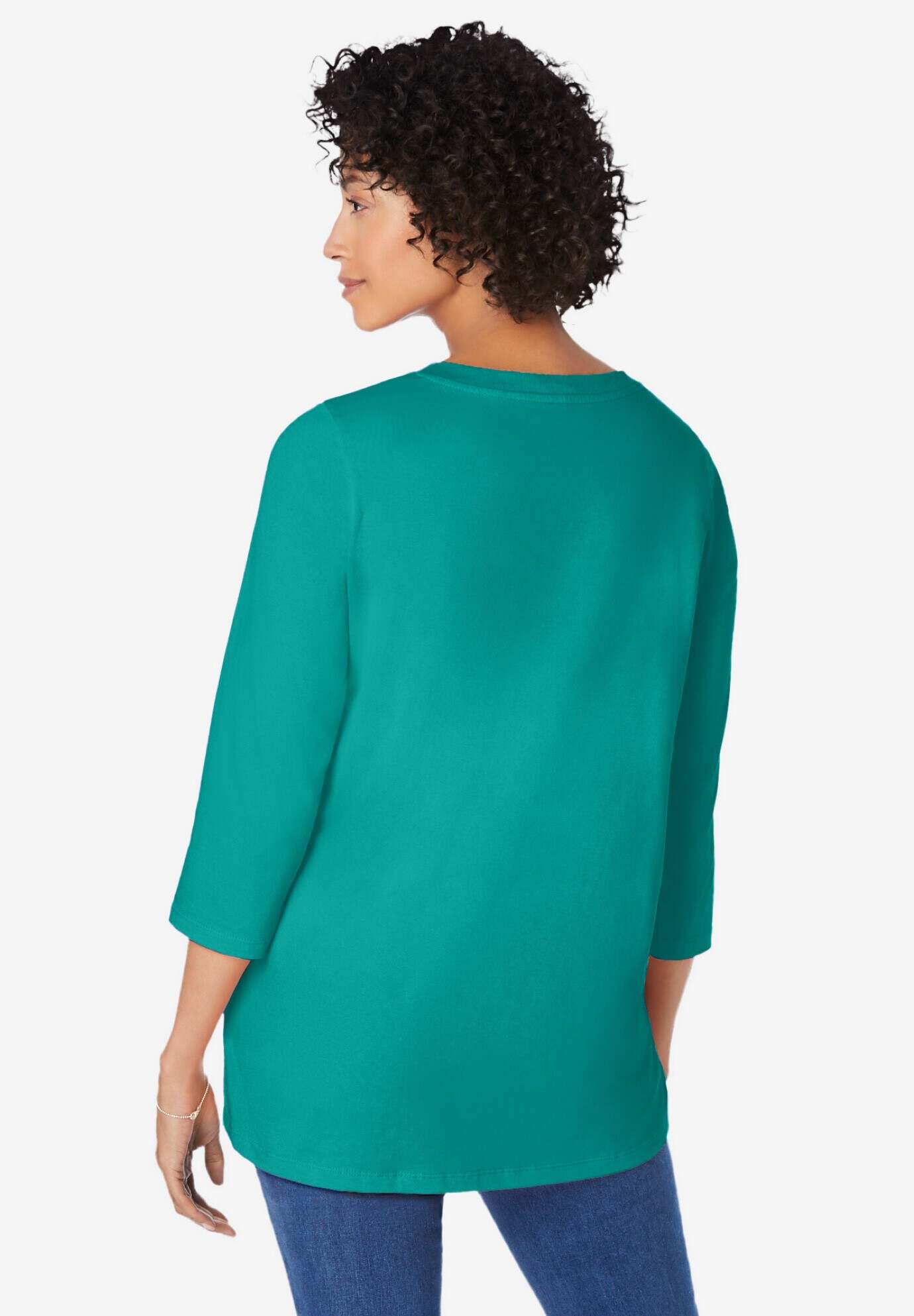 Perfect Three-Quarter Sleeve V-Neck Tunic