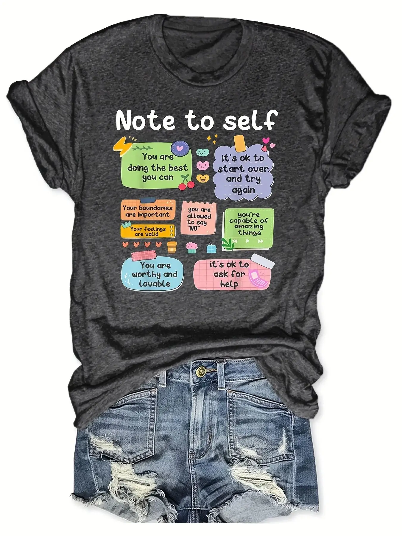 Unisex Shirt Note To Self Positive Energy Encouragement Design Print T-shirt