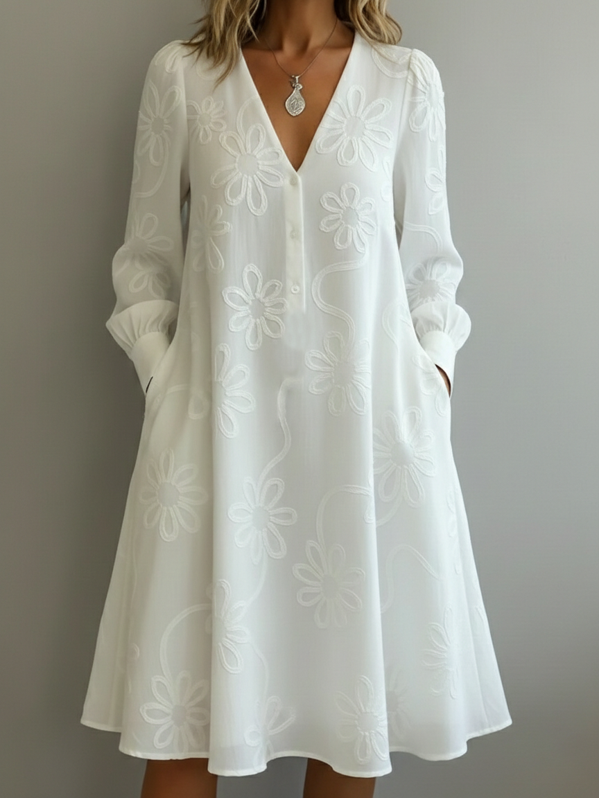 🔥Summer Arrivals🌟Vintage Elegant V-neck Floral Embroidery Dress