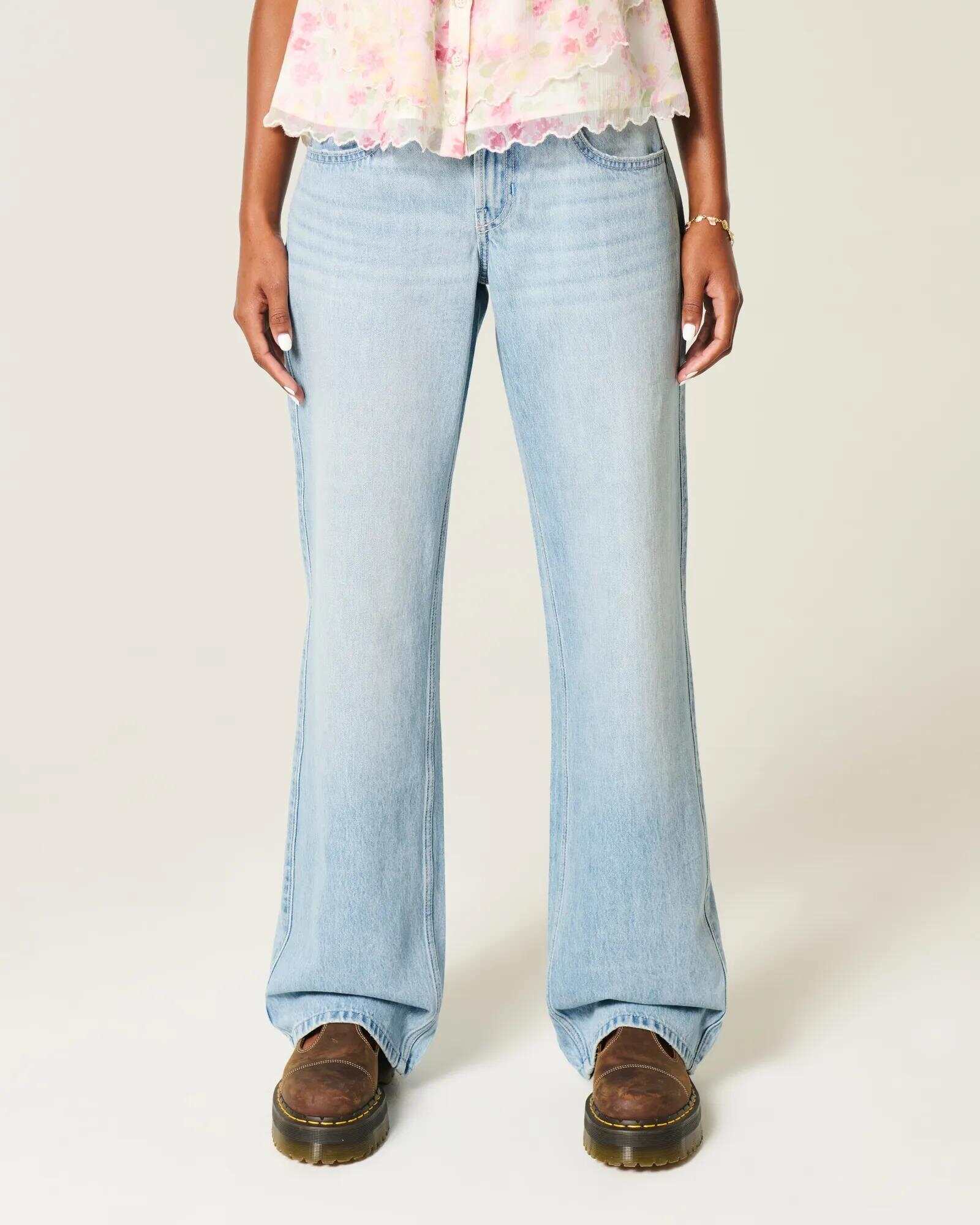Low-Rise Dark Wash Baggy Jeans