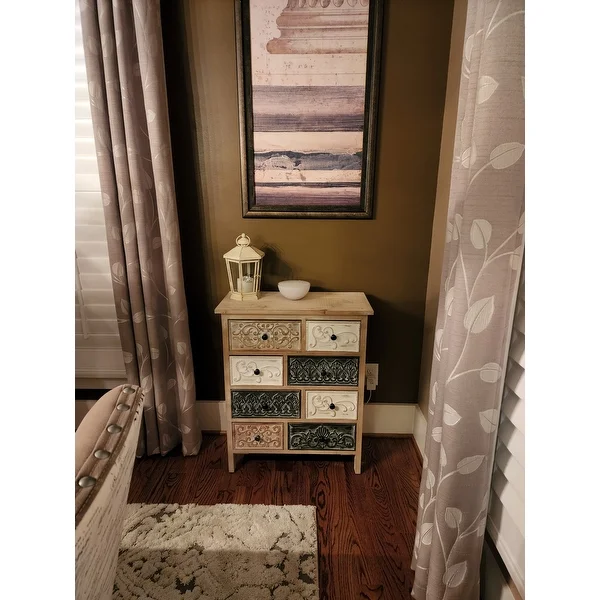 The Curated Nomad Brewa Varied Rustic Carved Wood 8-Drawer Chest - 32.09