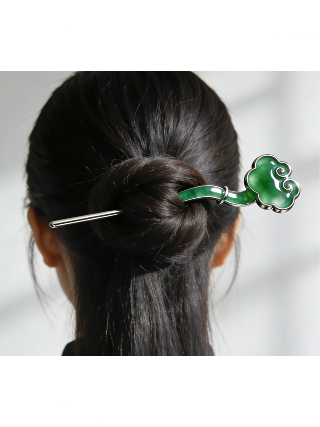2026 New Green Stainless Steel Jade Ruyi Hairpin