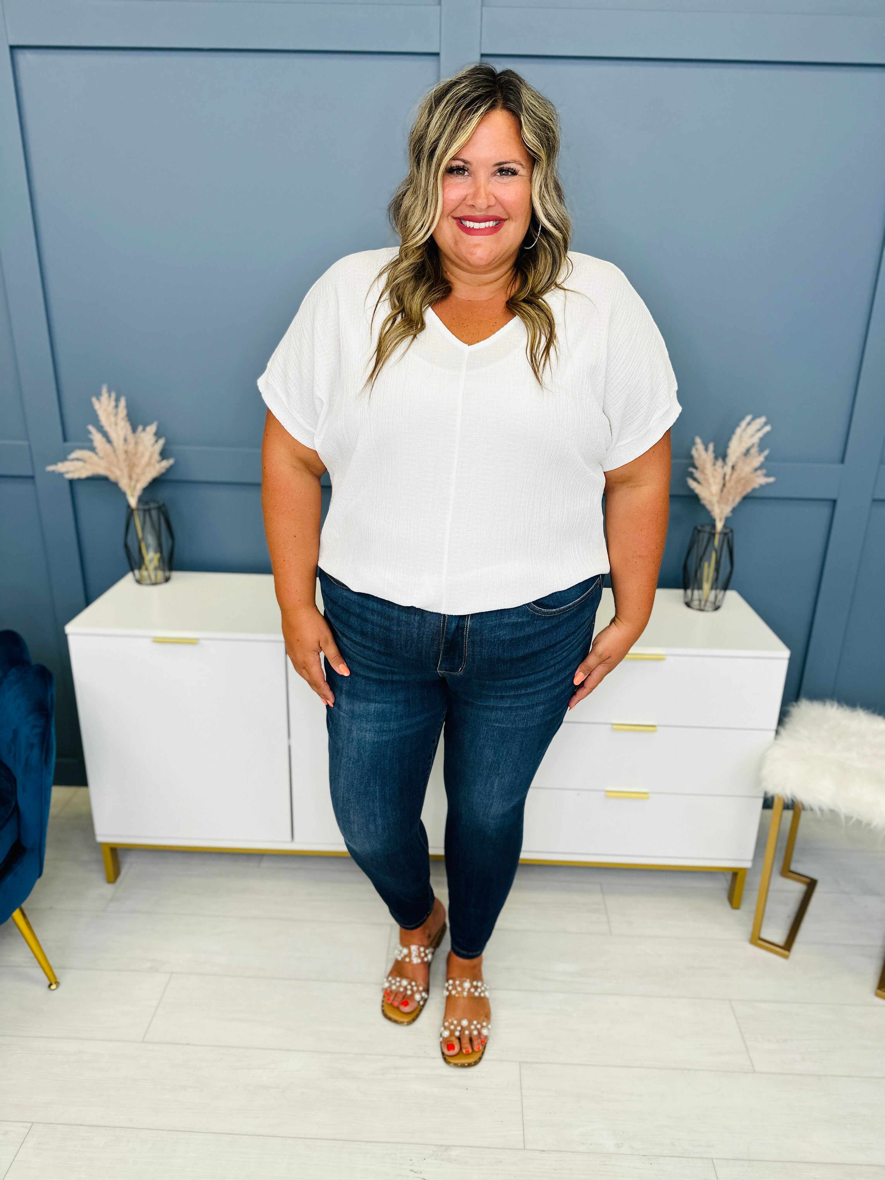 Reg/Curvy Blessed and NonDistressed Relaxed Fit Jeans
