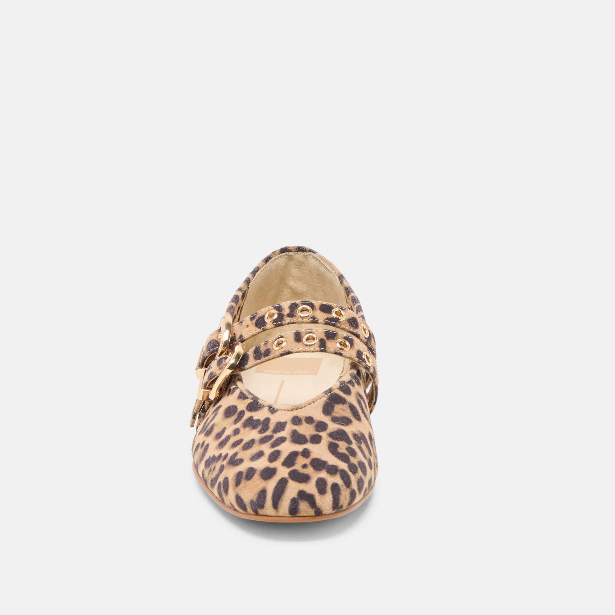 BAYLEE GROMMET BALLET FLATS DK LEOPARD PRINTED SUEDE
