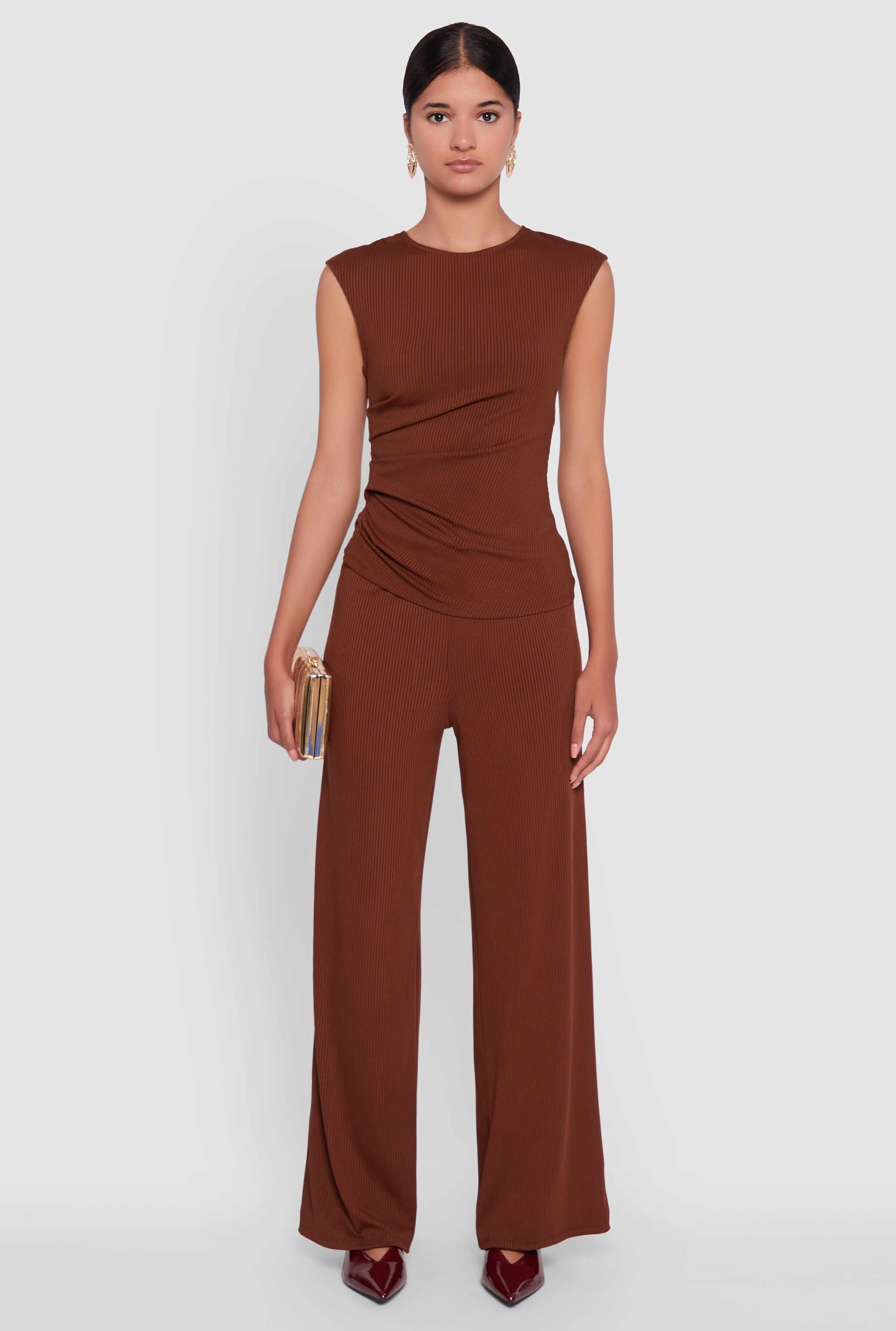 Ribbed Knit Sleeveless Solid Top
