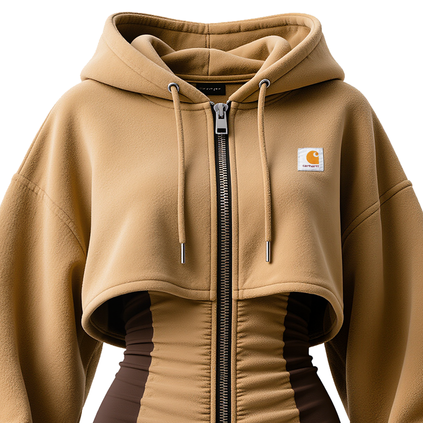 Women's Vintage Hooded Fleece Dress With Zipper Detail