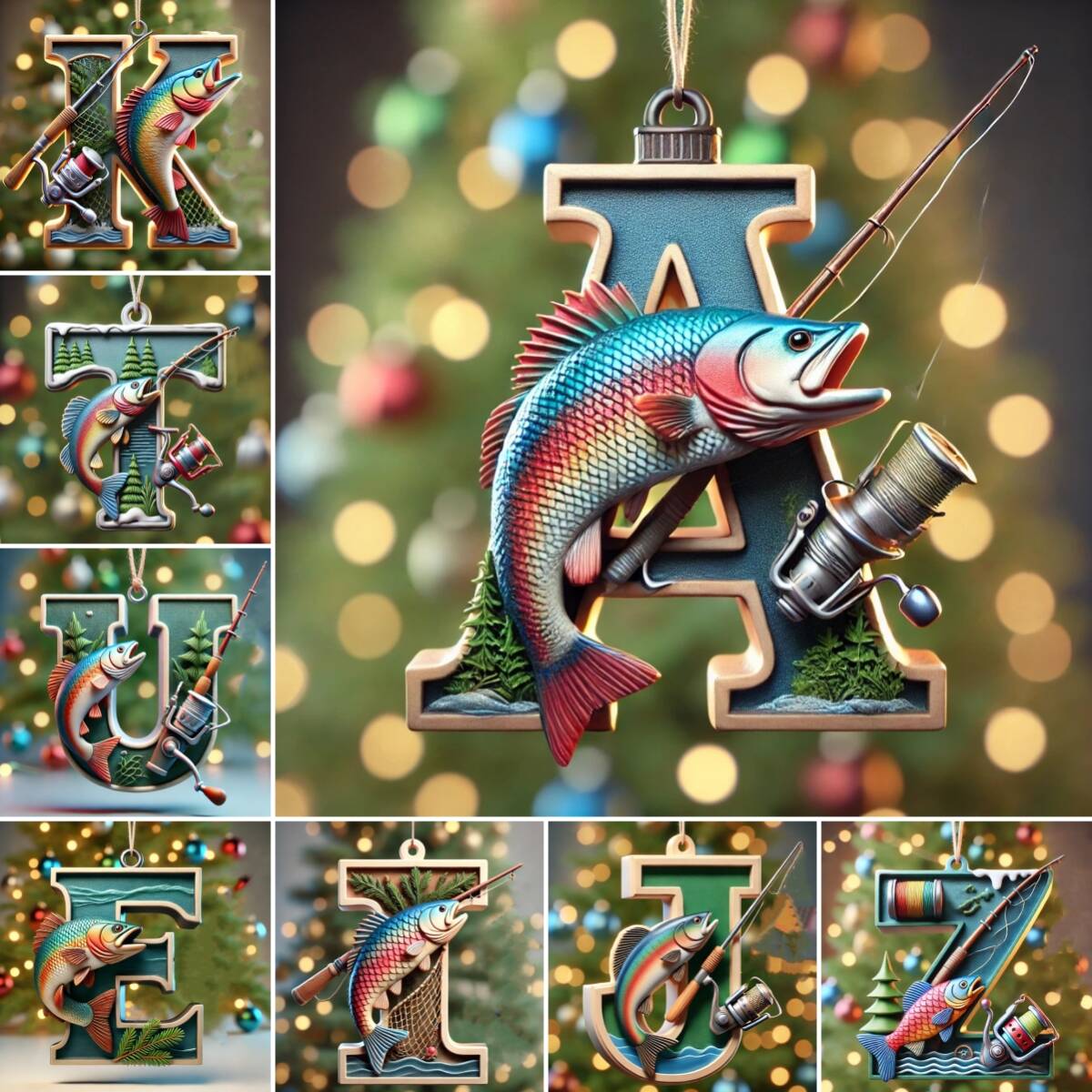 🎣Fishing Letter Ornaments
