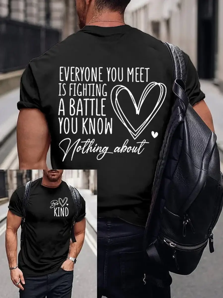 Men's Be Kind Art Print Casual T-Shirt