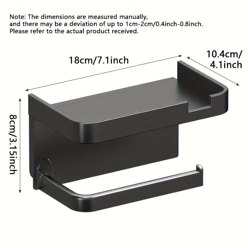 1pc Toilet Paper Storage Rack, Bathroom Wall-mounted Stainless Steel Holder, Non-punching Adhesive Tissue Box Shelf, Dual-purpose Storage Rack, Mobile Phone Holder, Toiletry Organizer Bracket, Bathroom And Toilet Supplies