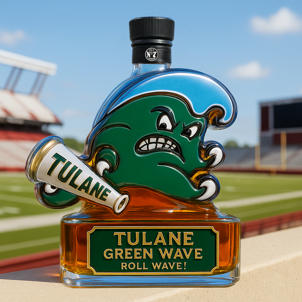 Tulane University Green Wave Limited Edition Whiskey Bottle