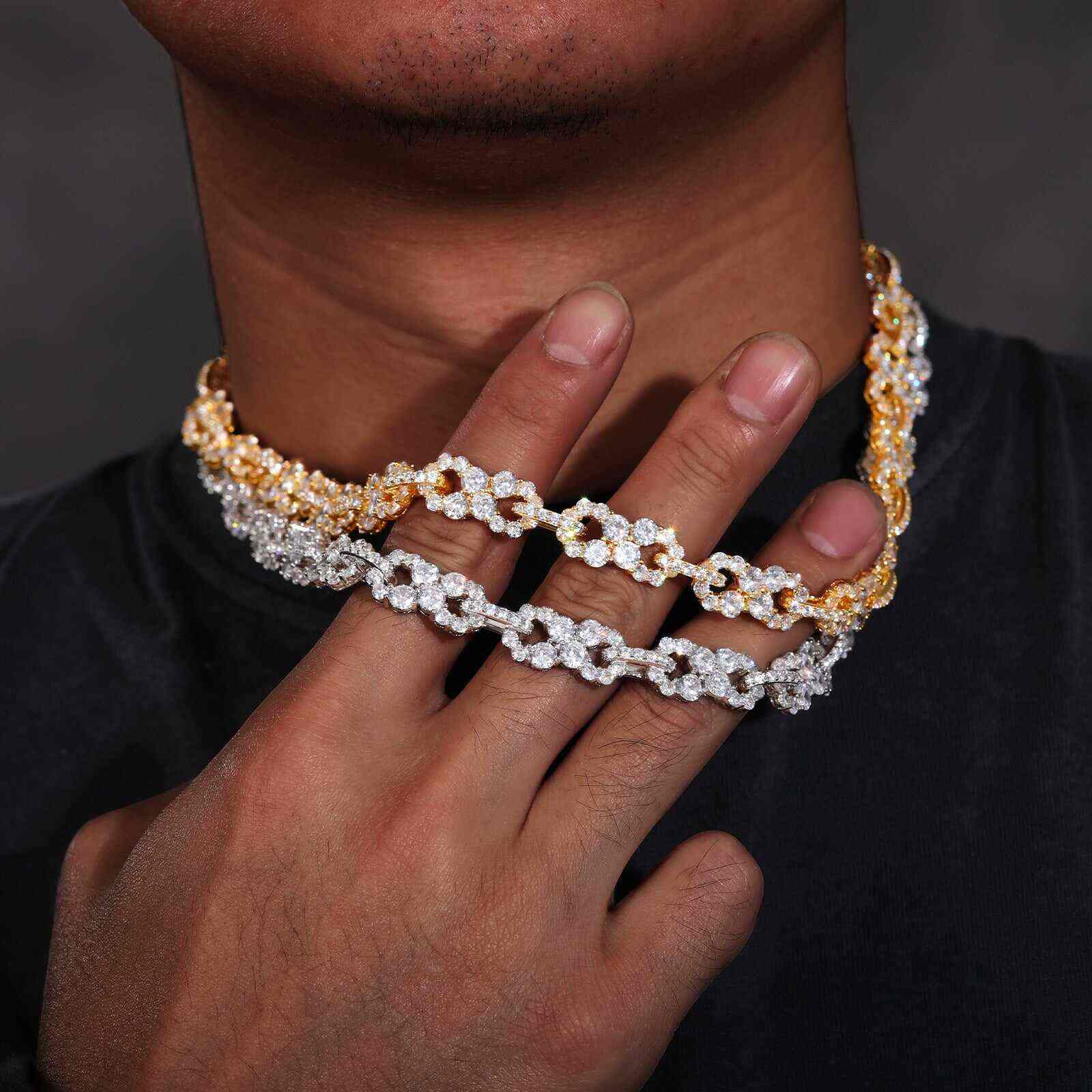 Test10mm S925 1 Row Moissanite Infinity Cuban Link Chain
