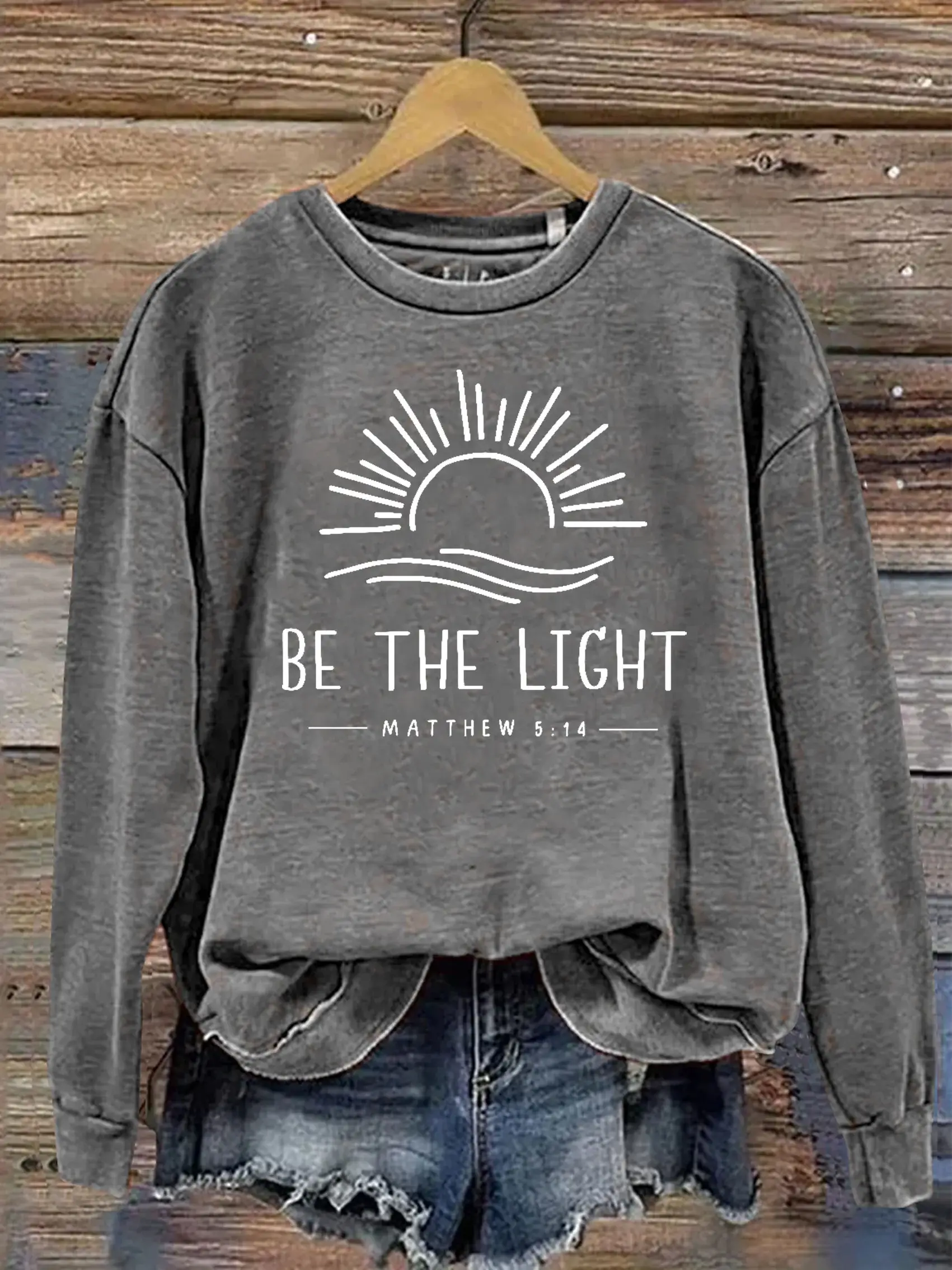 Unisex Women's Men's Be The Light Mathew 5:14 Verse Religious Faith Outfit Church Christian Print Casual Hoodie