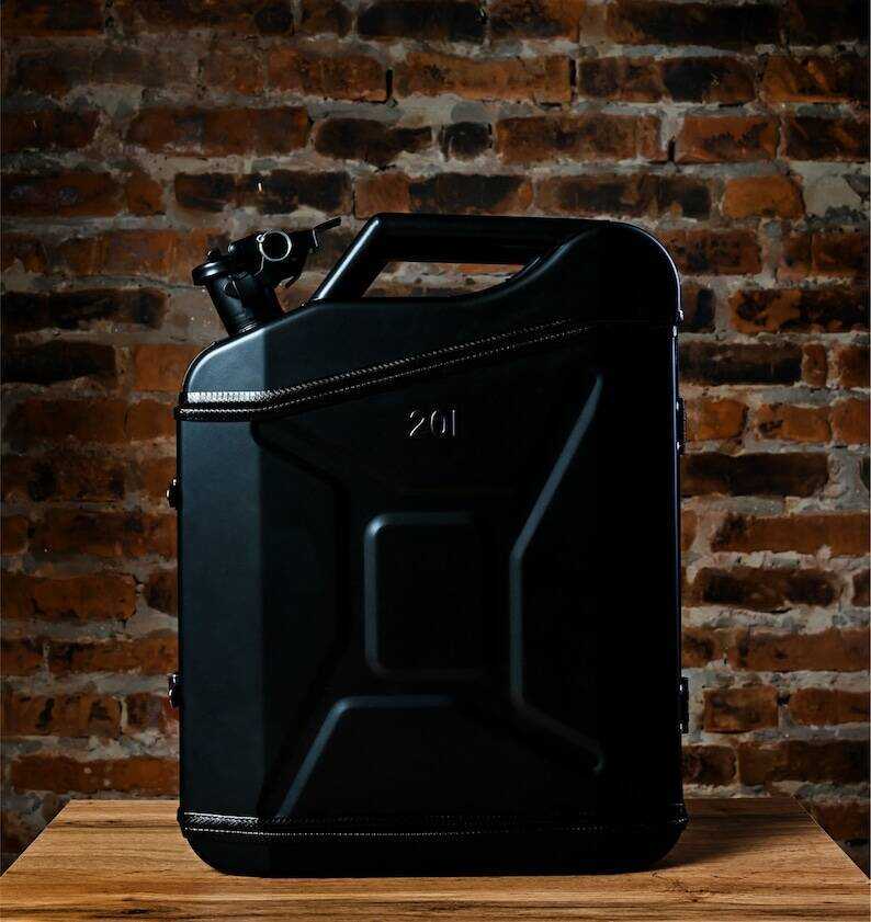 20 L Gift Black Matte Mini Bar Jerry Can, Metal Mini Bar With Wood Inside With Picnic Set, Custom Fuel Bar, Canister Bar Jerry Can