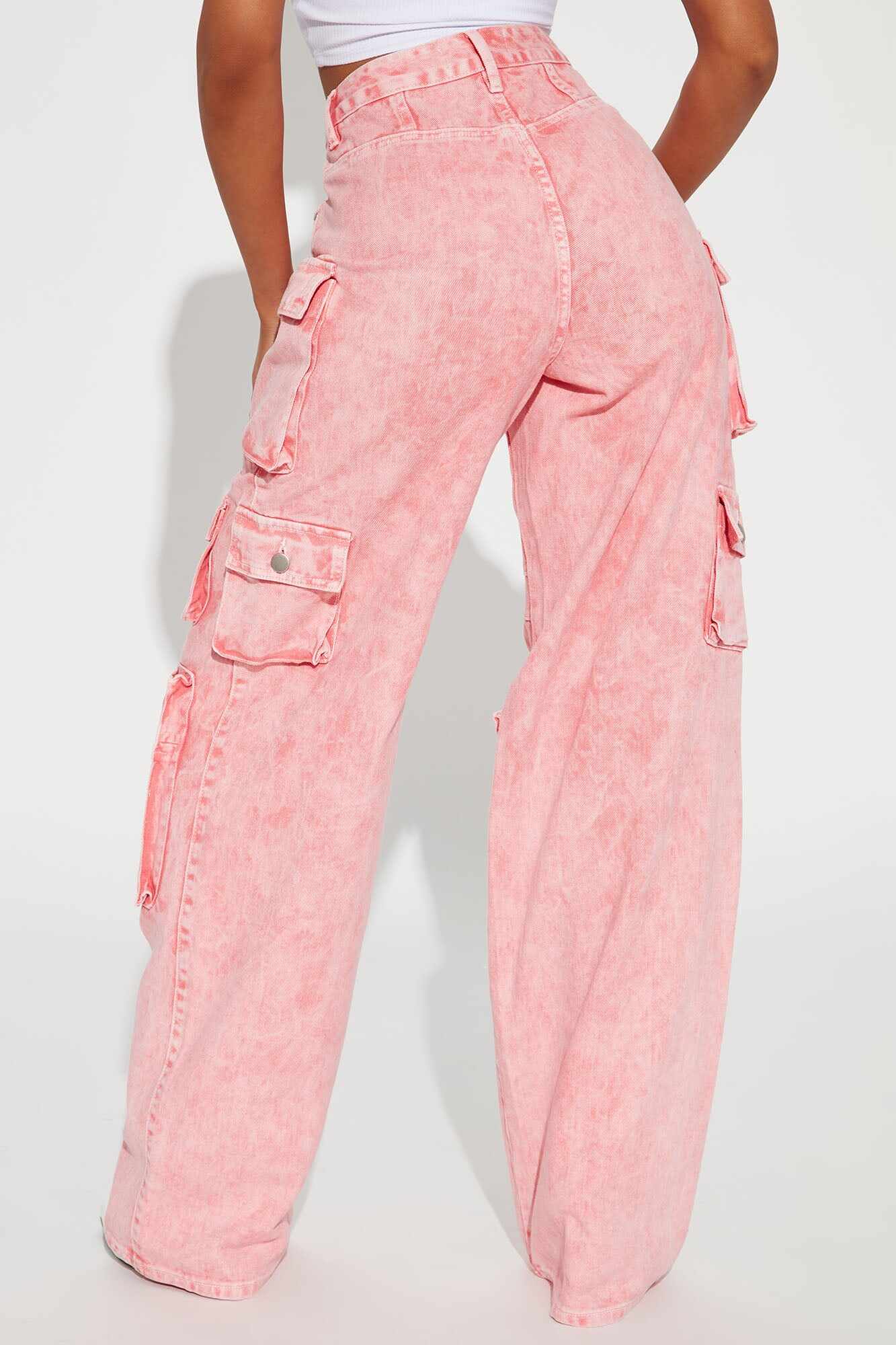 Tall Lily High Rise Cargo Jeans - Pink