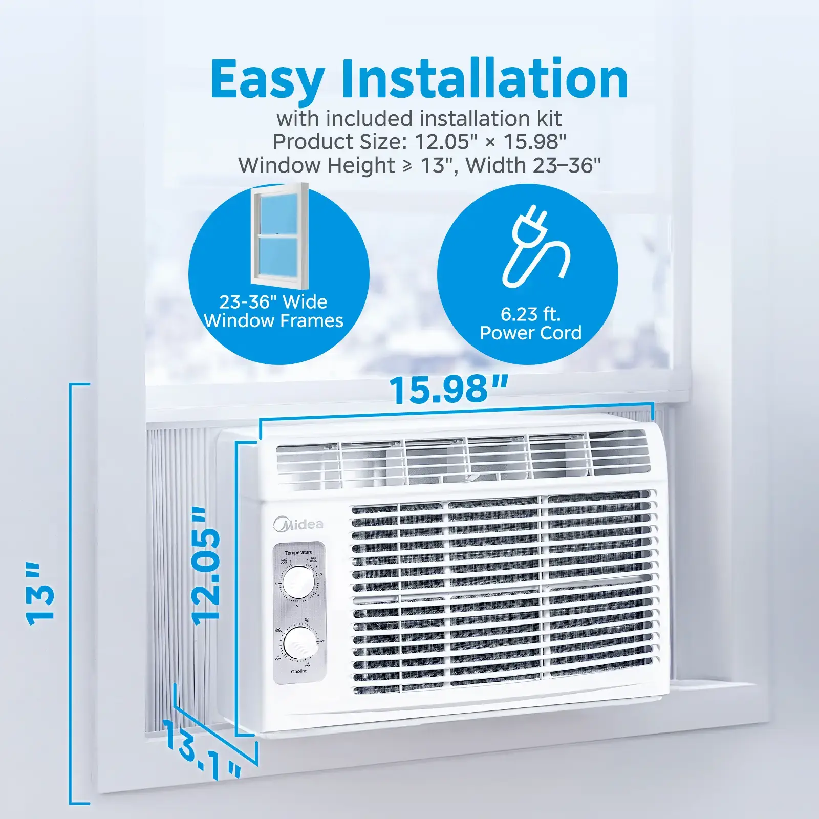 5,000 BTU EasyCool Mechanical Small Window Air Conditioner - Cool up to 150 Sq. Ft. AC with Easy-to-Use Mechanical Controls and Reusable Filter, Perfect for Small Bedroom, Living Room, Home Office