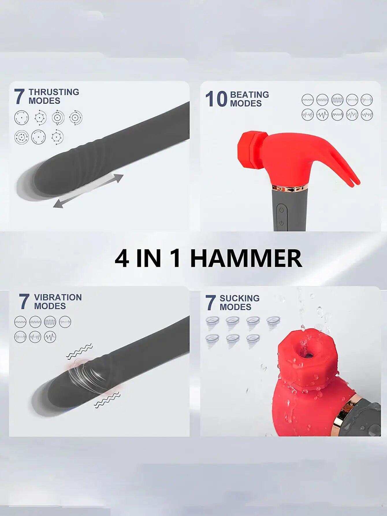 Hammer Suction Disc Vibrator – Multi-Zone Pleasure Device with Licking, Suction & Telescopic Thrusting