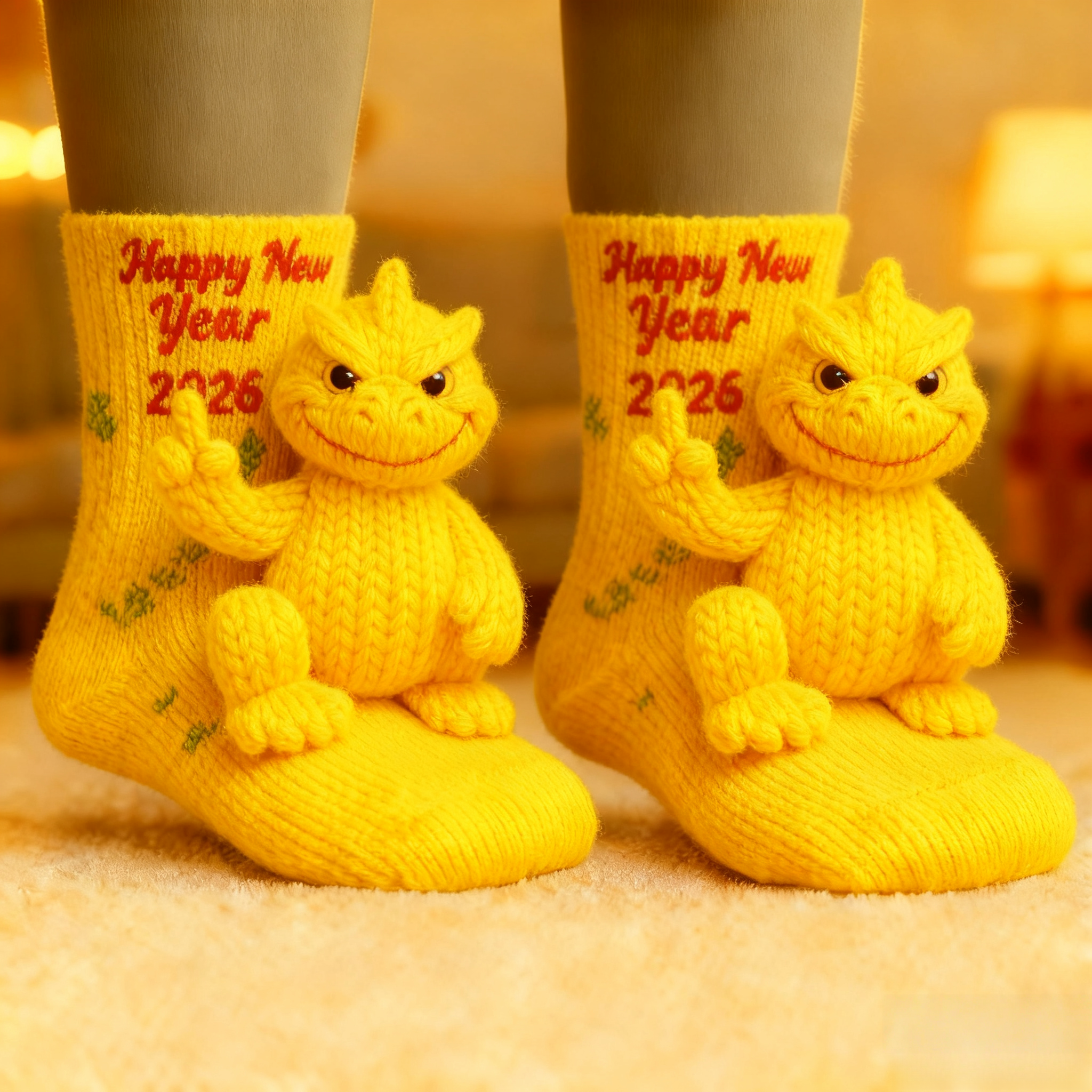 🦖 Godzilla Knit Socks · Happy New Year 2026 Edition