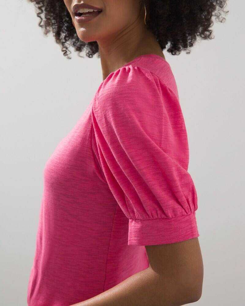 Puff Sleeve Slub Tee Agua Azul