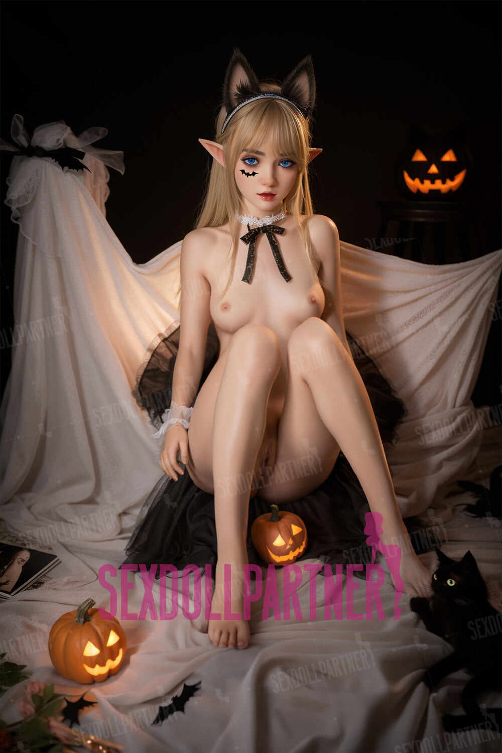 Hazel 4.92ft/ 150cm #M8 ROS Head Full Silicone Flat-chested Lovely ELF Realistic Sex Doll For Blowjob