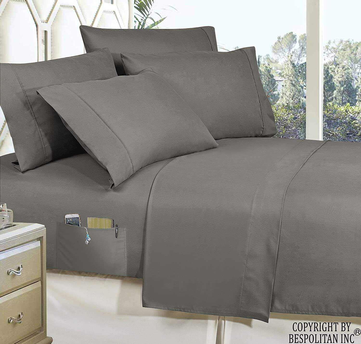 Bed-in-a-Bag Comforter 8 pcs Complete Set Silky Soft Double Sided Pockets