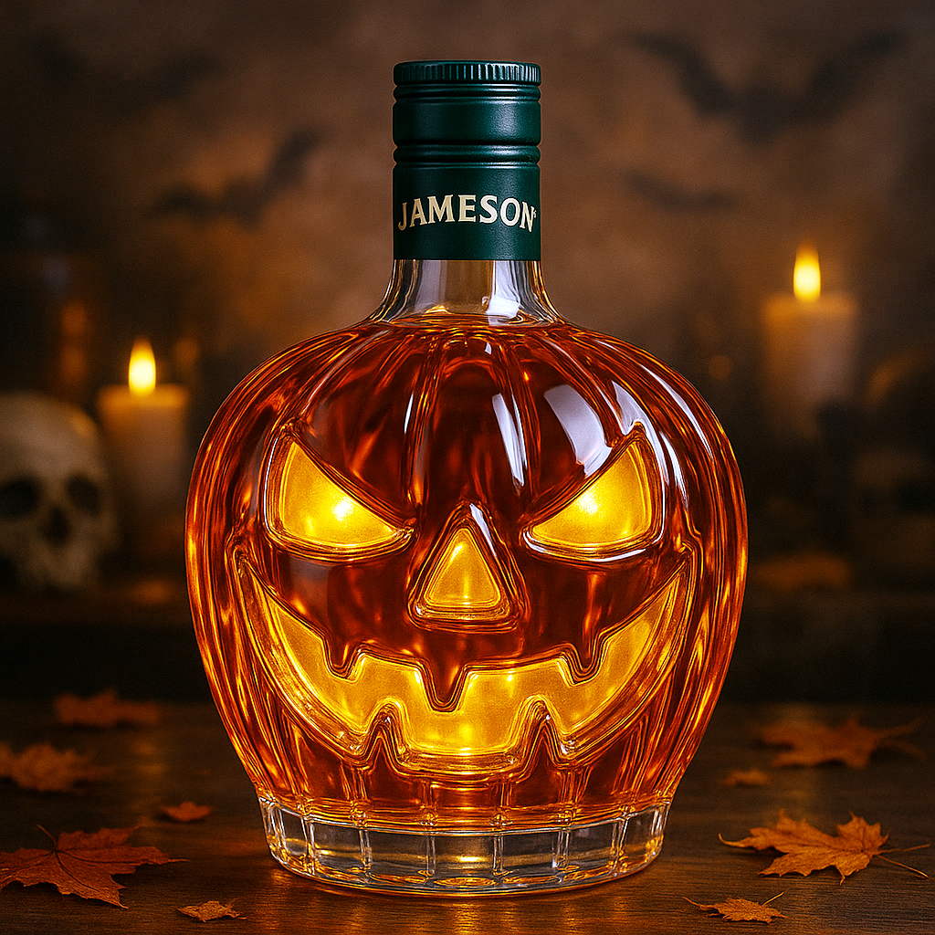 Jack-O'-Lantern Whiskey Bottle