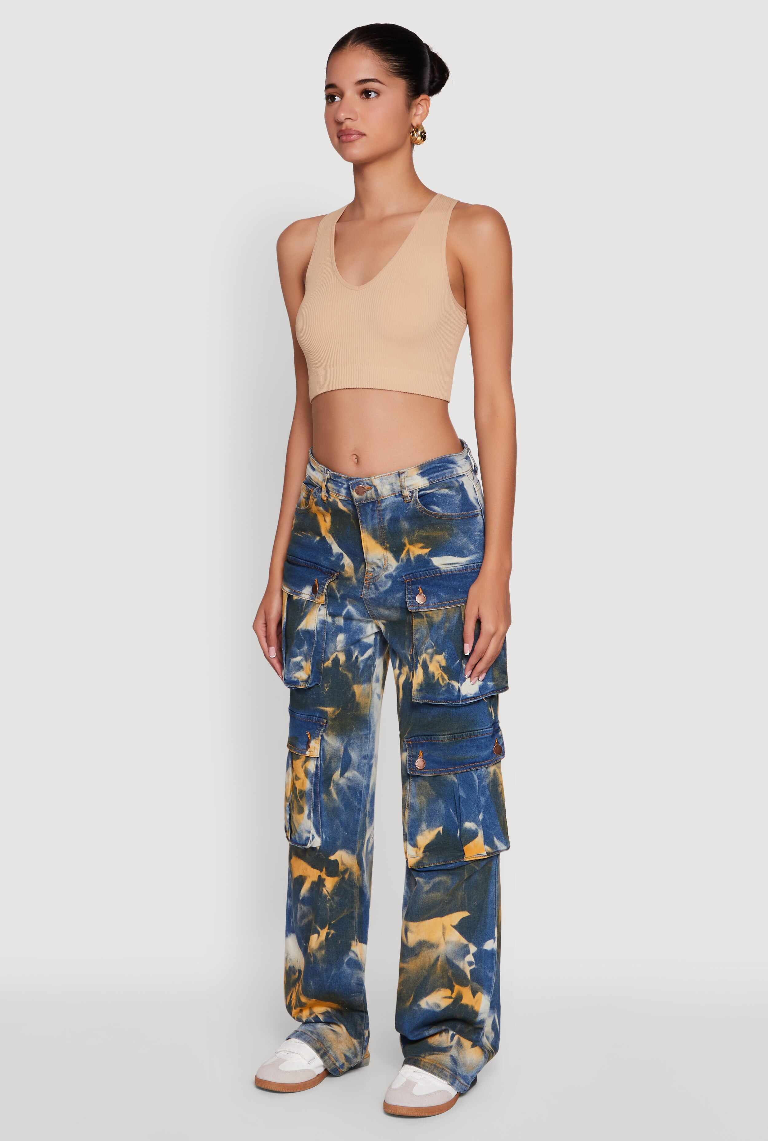 Daisy High Waisted Straight Leg Jeans with Cargo Pockets