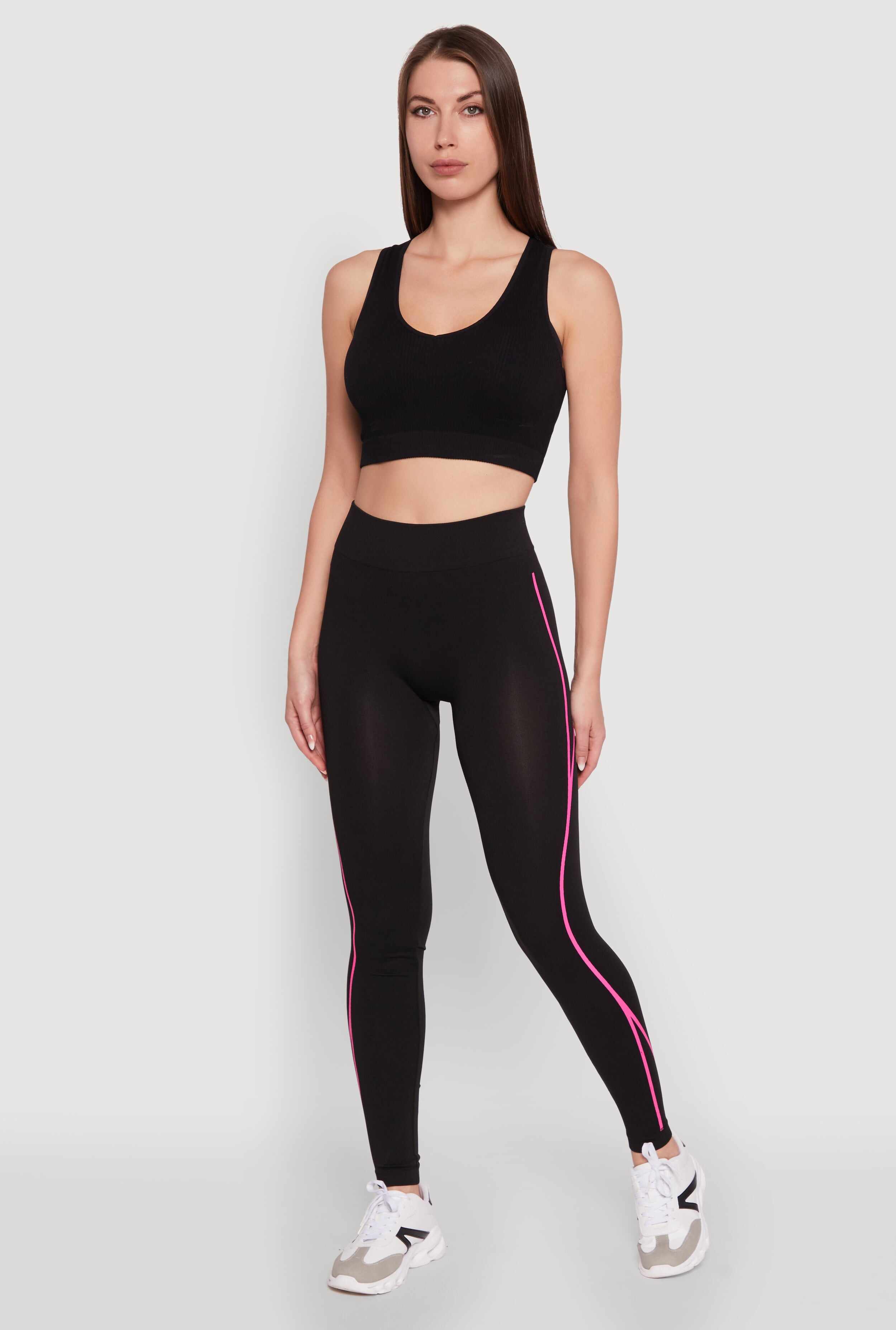 Trendy Contrast Trim High Waisted Leggings