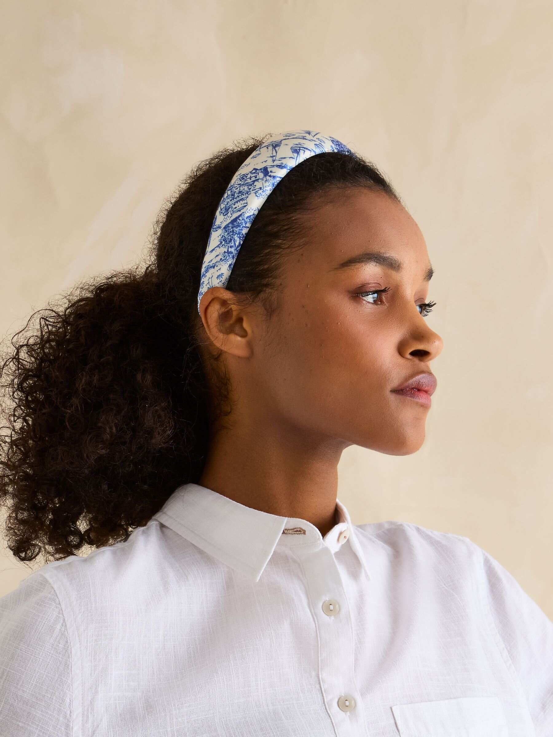 Carissa Blue & White Printed Headband