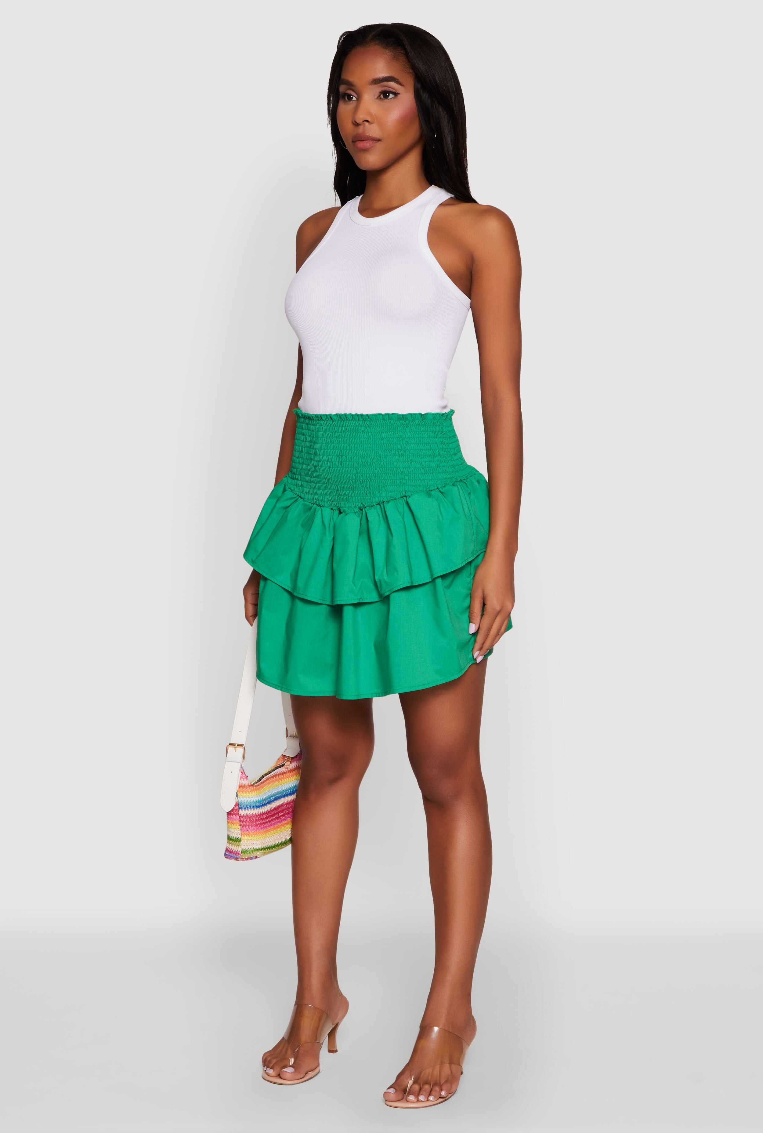 Chic Smocked High Waisted Tiered Skirt