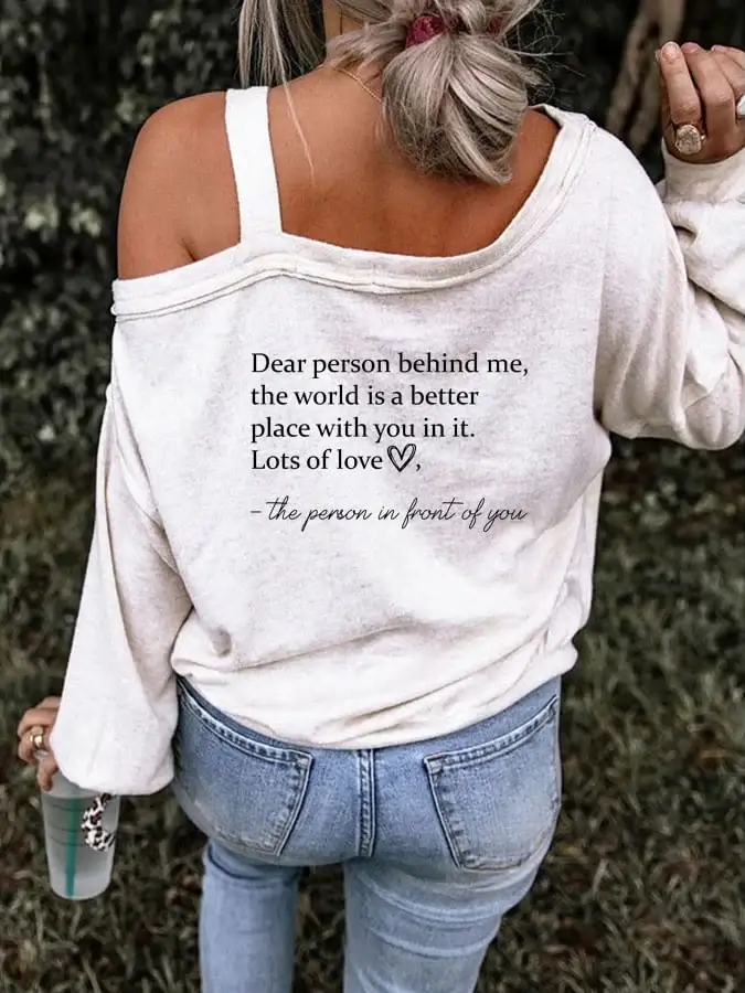 Women's Be Kind The World Is A Better Place With You In It Print Casual Balloon Sleeve T-Shirt