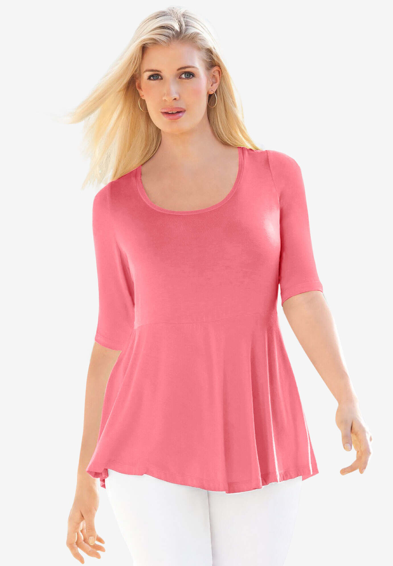 Stretch Cotton Peplum Tunic