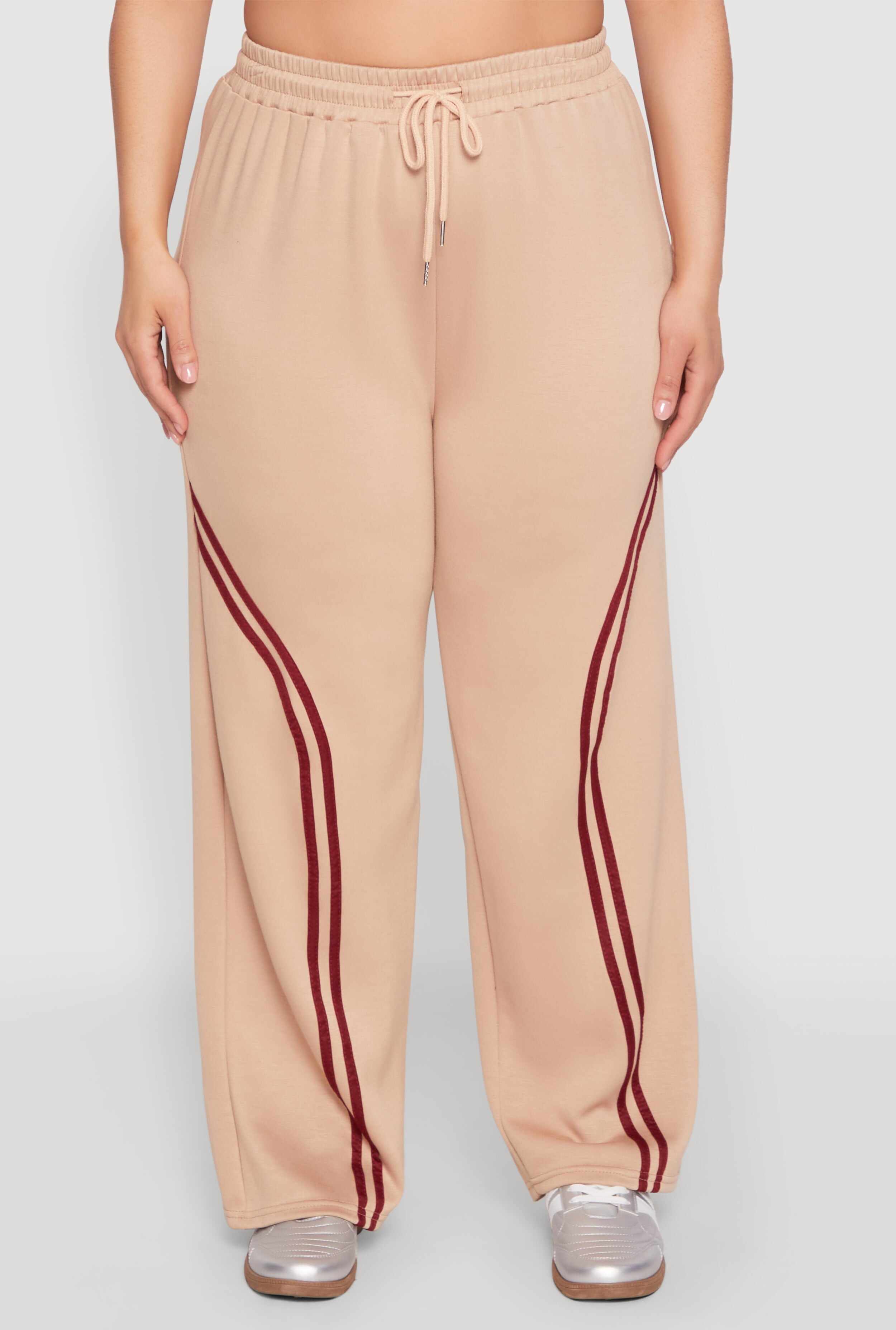 Plus Size Contrast Trim High Waisted Sweatpants