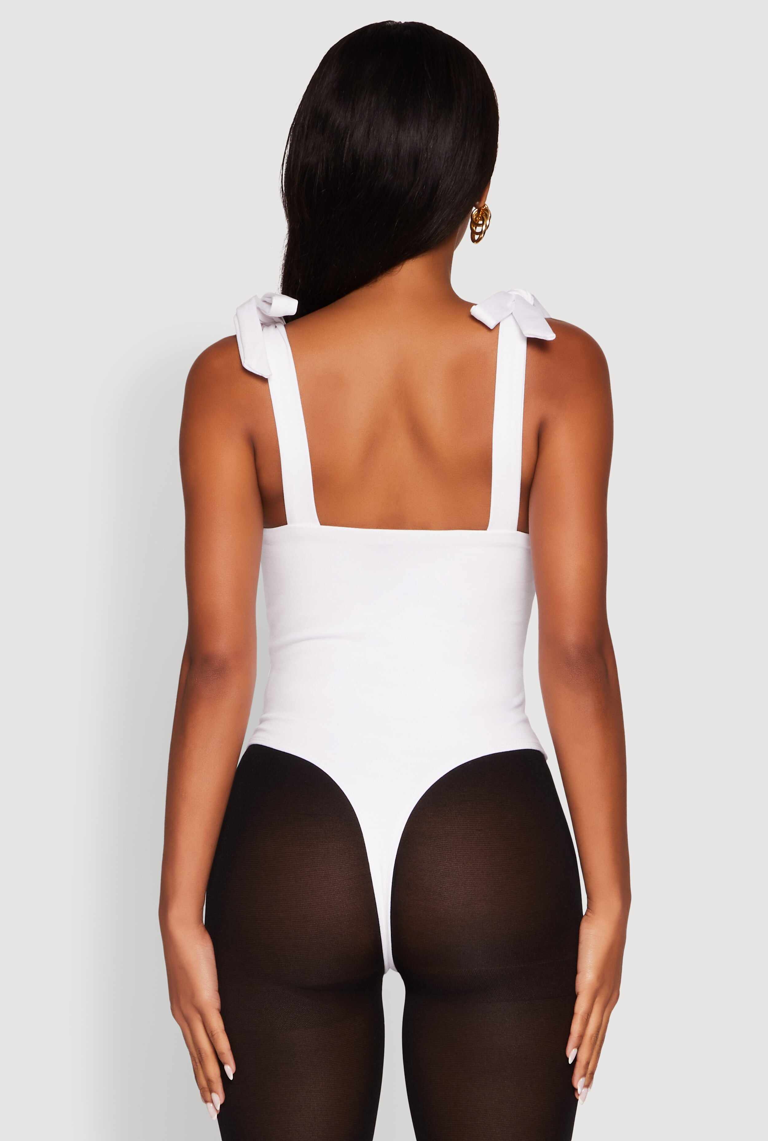 Iris Pintuck Bow Strap Bodysuit