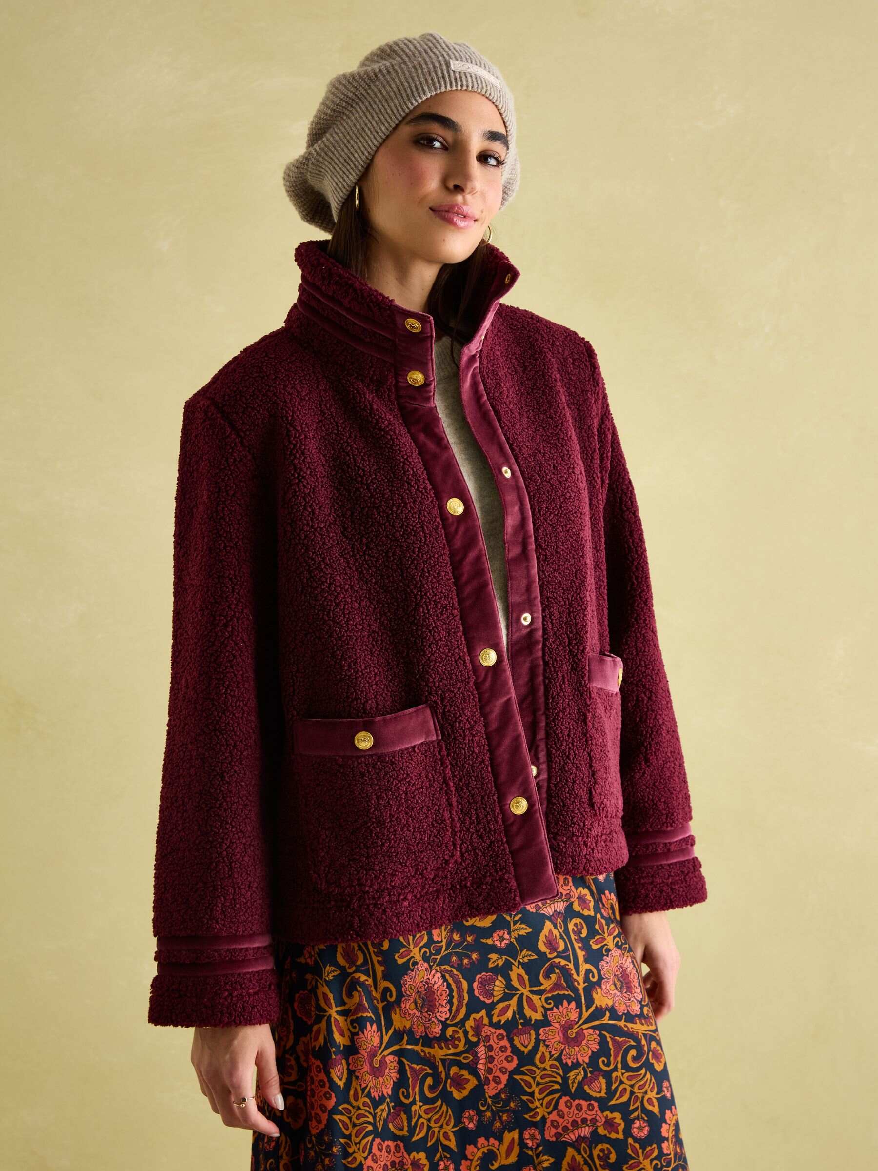 Fleur Red Fleece Jacket