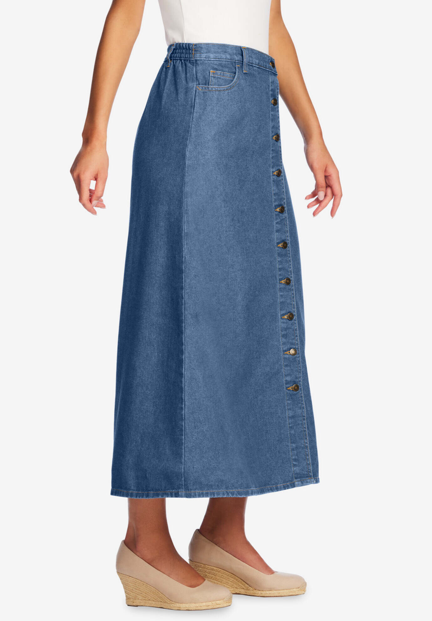 Perfect Cotton Button Front Skirt