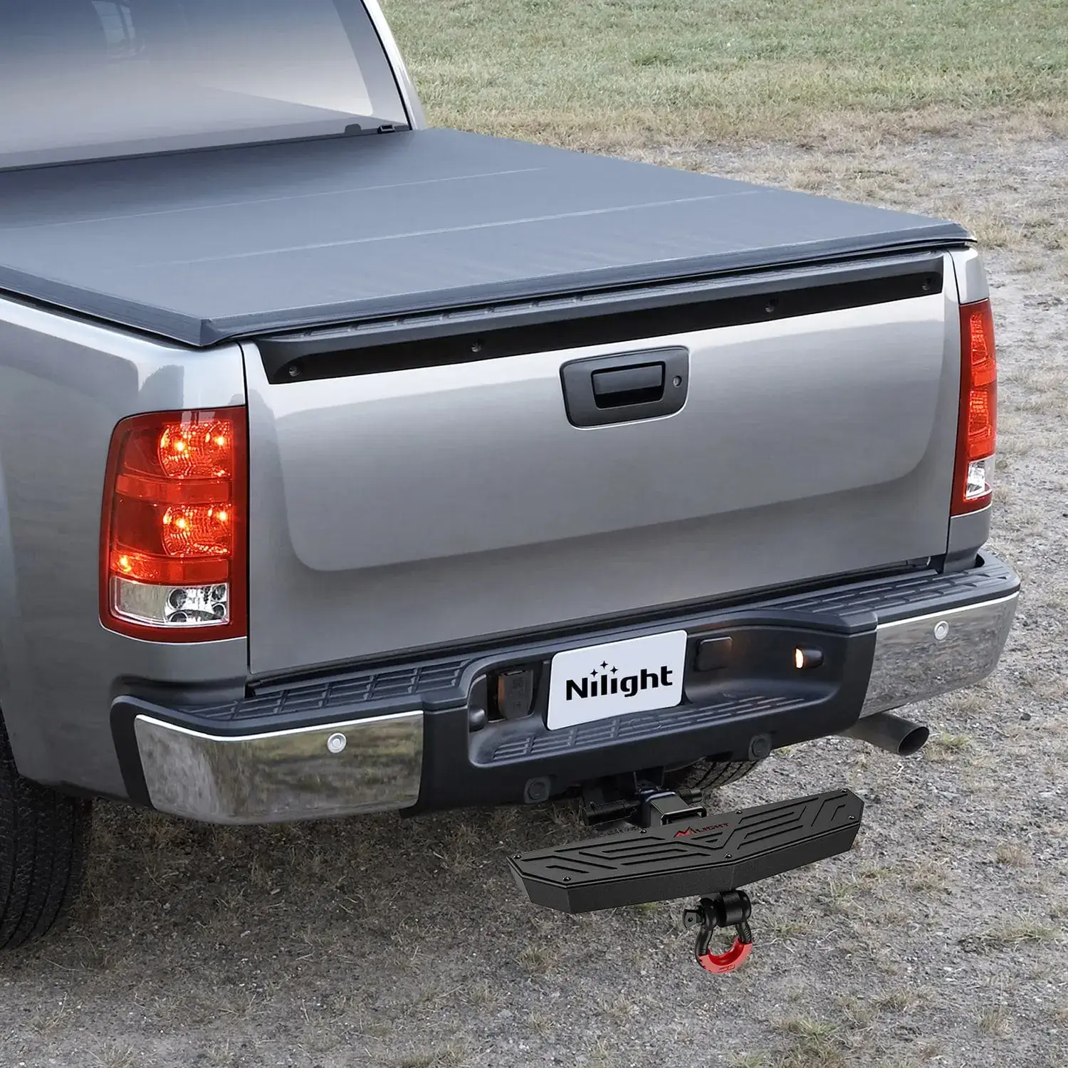 Hitch Step 2 Inch Receiver Universal Trailer Hitch Step Armor with Anti-Theft D-Ring Shackle Hitch Lock Stabilizer Anti-Slip Design Rear Bumper Guard for Pickups Trucks Vans SUVs ATVs Vehicle Accessories, Truck Accessories, Universal Automotive Ac
