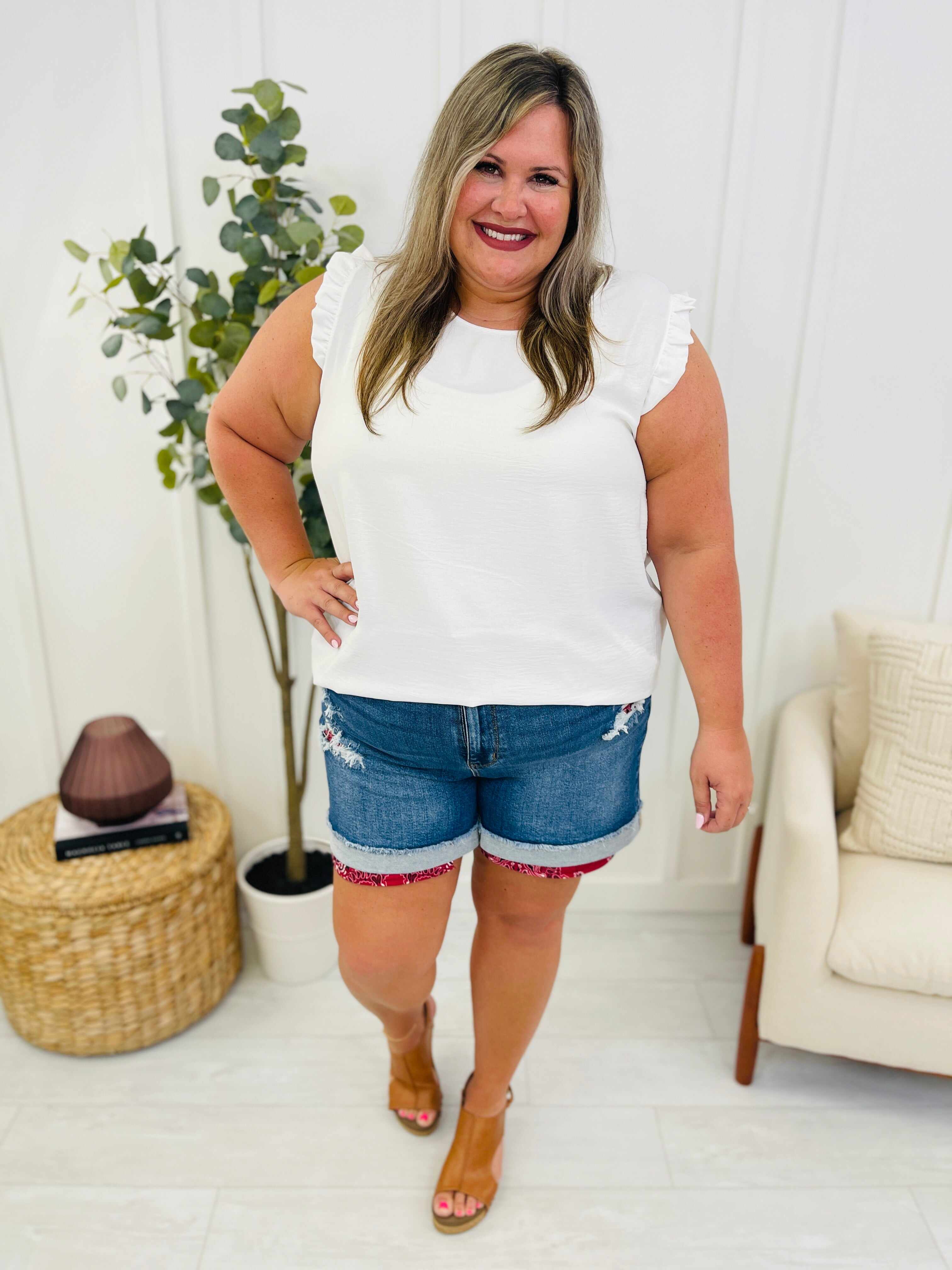 REG/CURVY Red Hot Bandana Patched Shorts