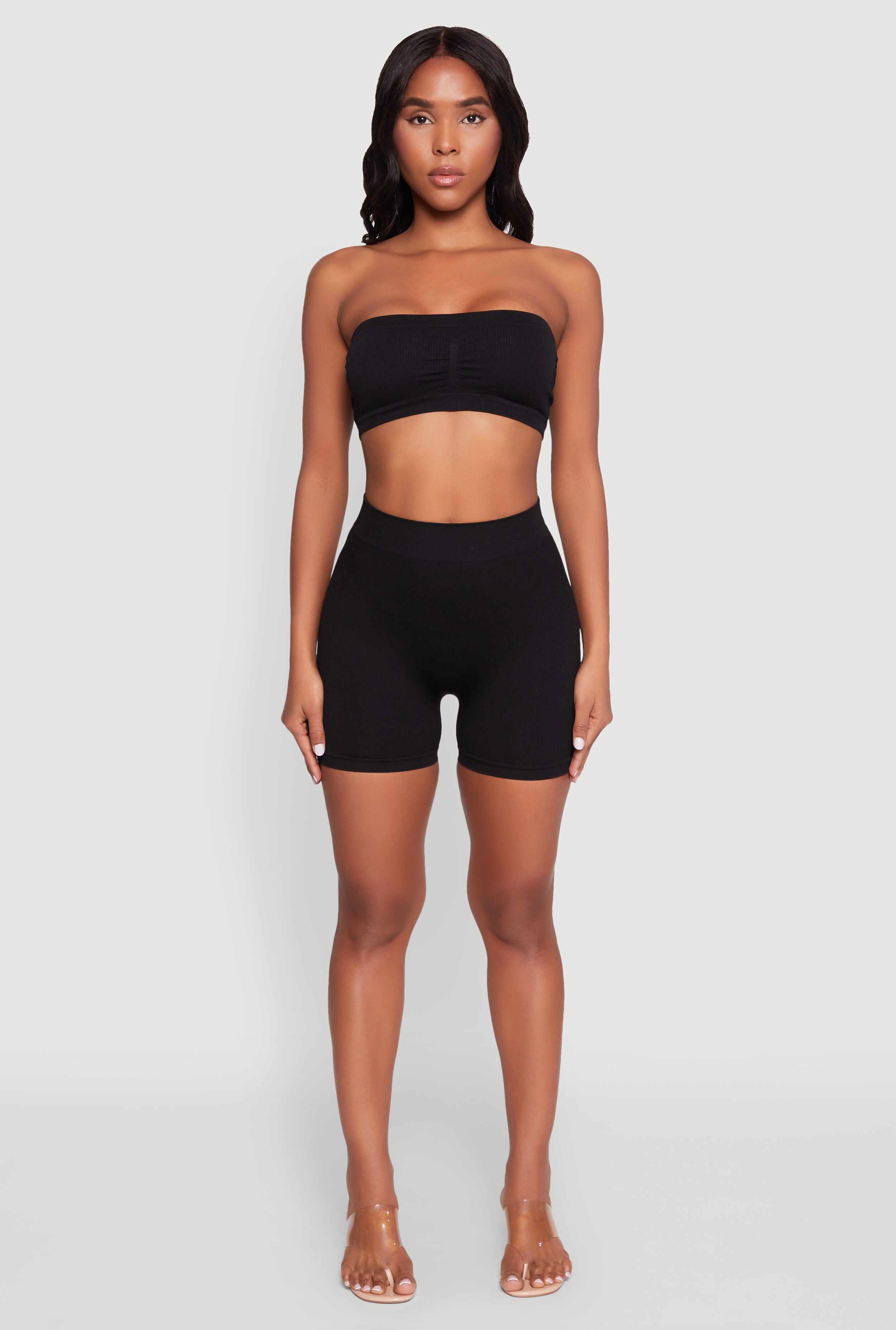 Seamless Rib Knit Bandeau Bra