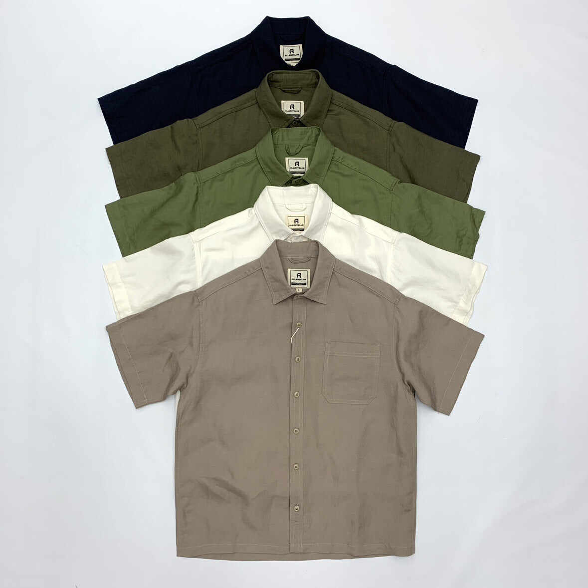 Flat Hem Cotton And Linen Short-sleeved Men's  Shirt