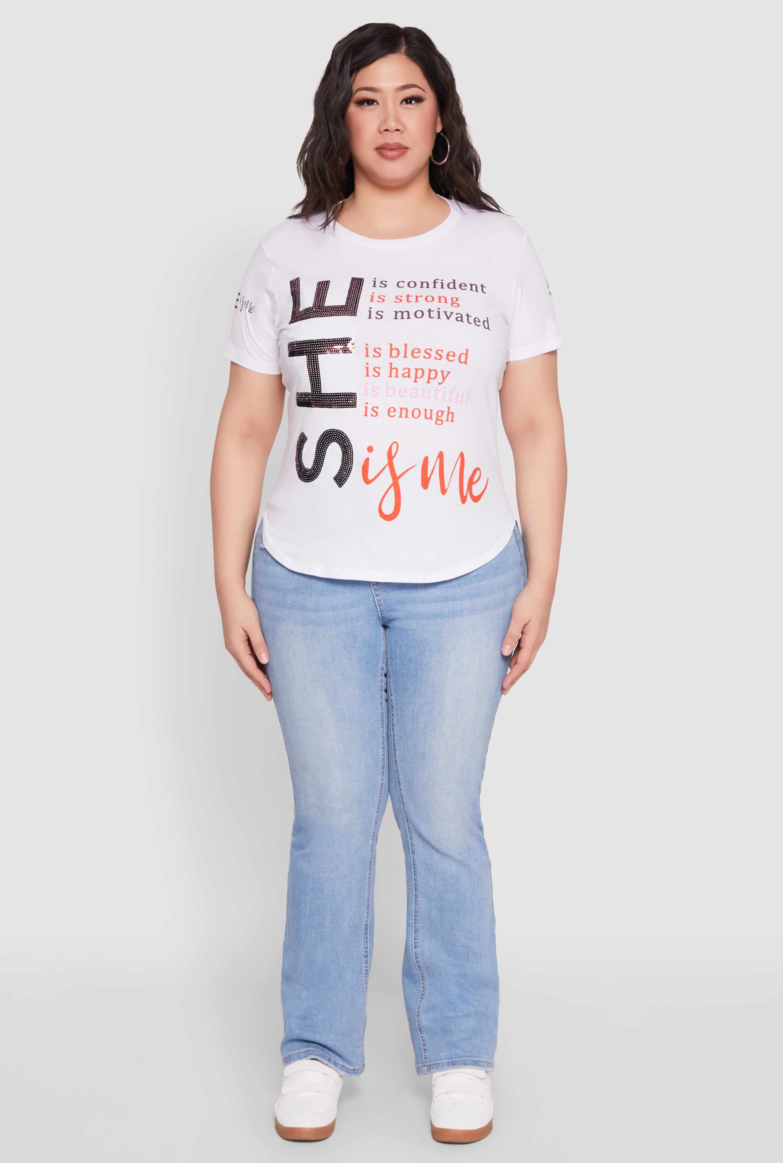 Plus Size Sequin She Is Me Graphic Tee