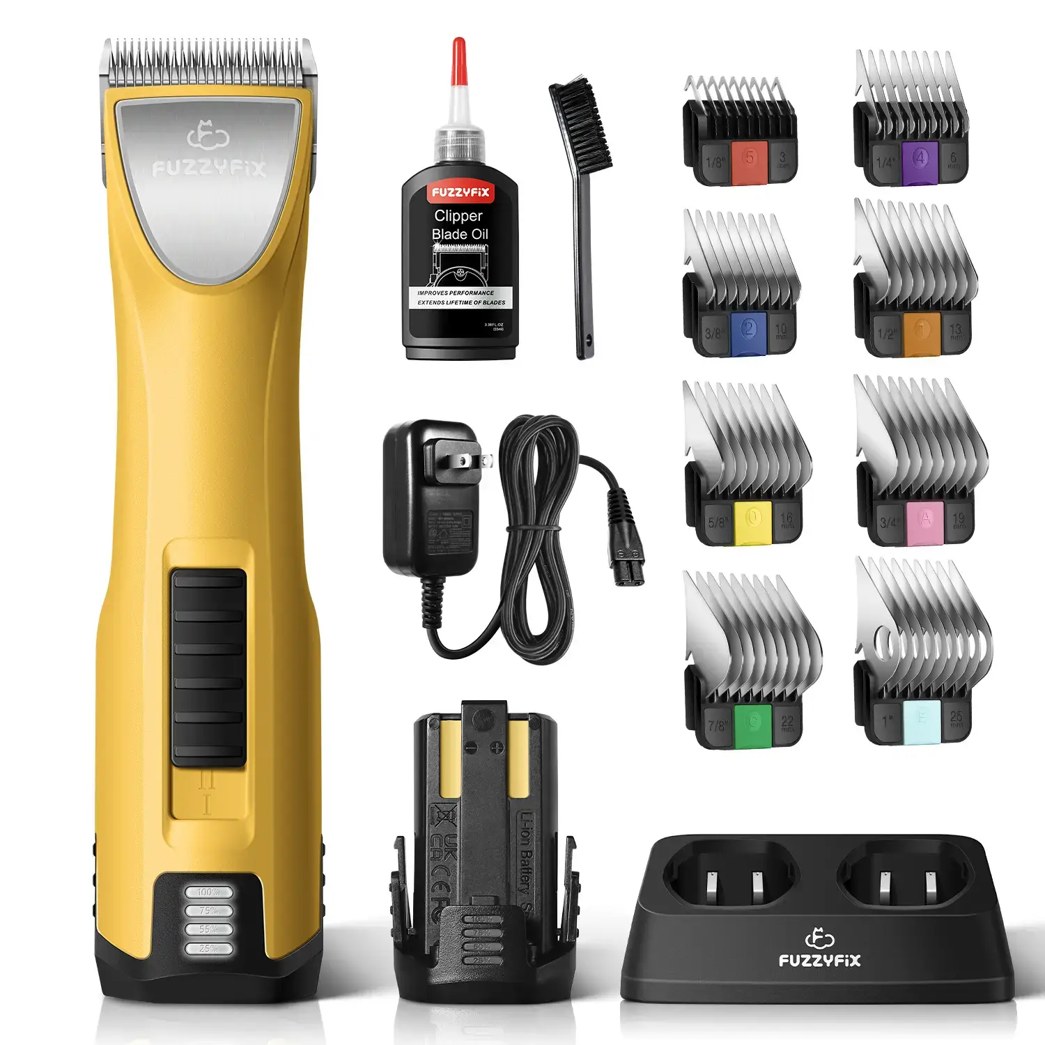 Professional Dog Clippers for Grooming with Charging Replacement, Low Noise Pet Grooming Kit for Thick Curly Matted Heavy Coats Cordless Hair Trimmer with 8 Metal Guide Combs for Animal Horse